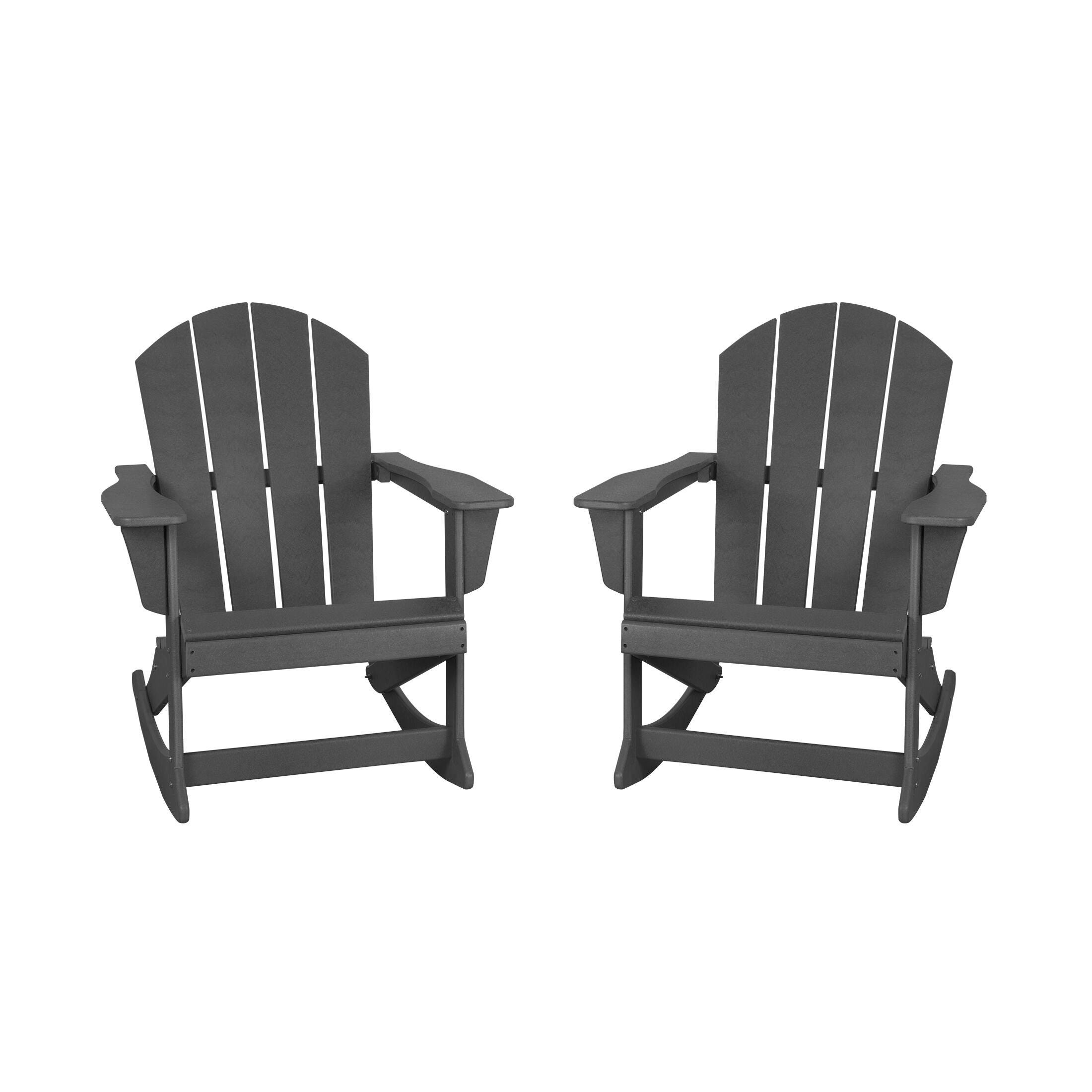Venice Outdoor Adirondack Rocking Chairs (Set of 2), Gray, large
