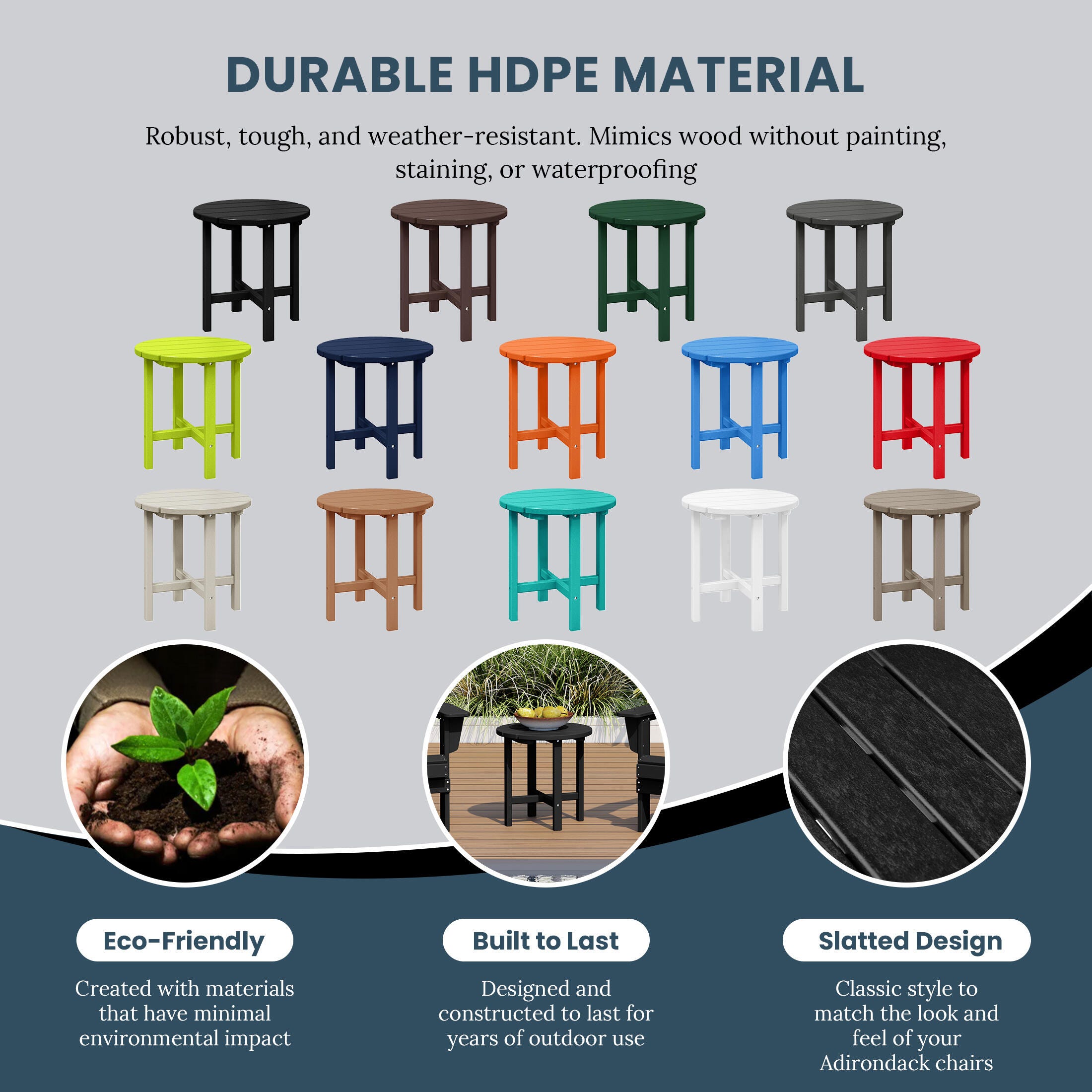 Seaside Outdoor Side Table, Black, large