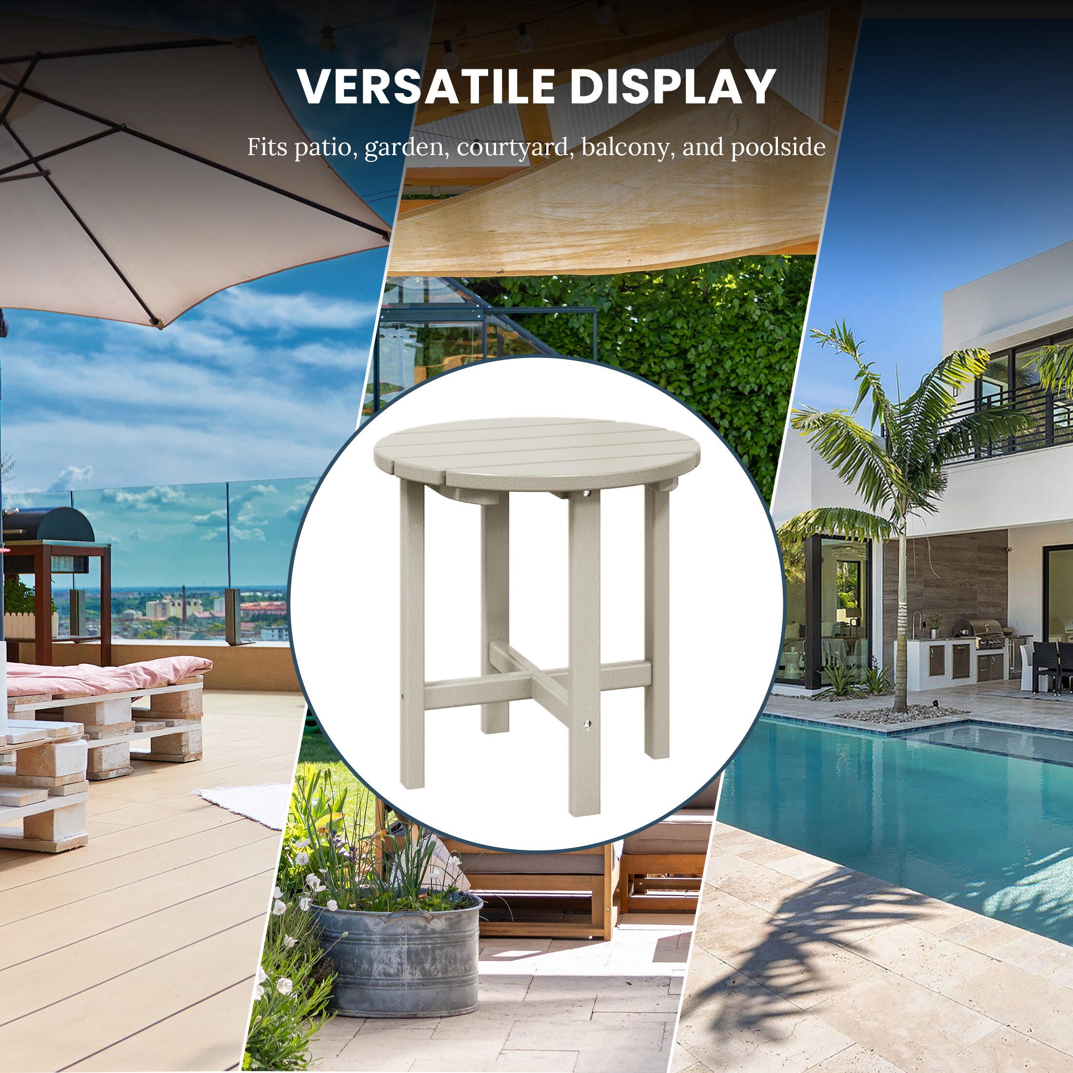 Seaside Outdoor Side Table, Sand, large