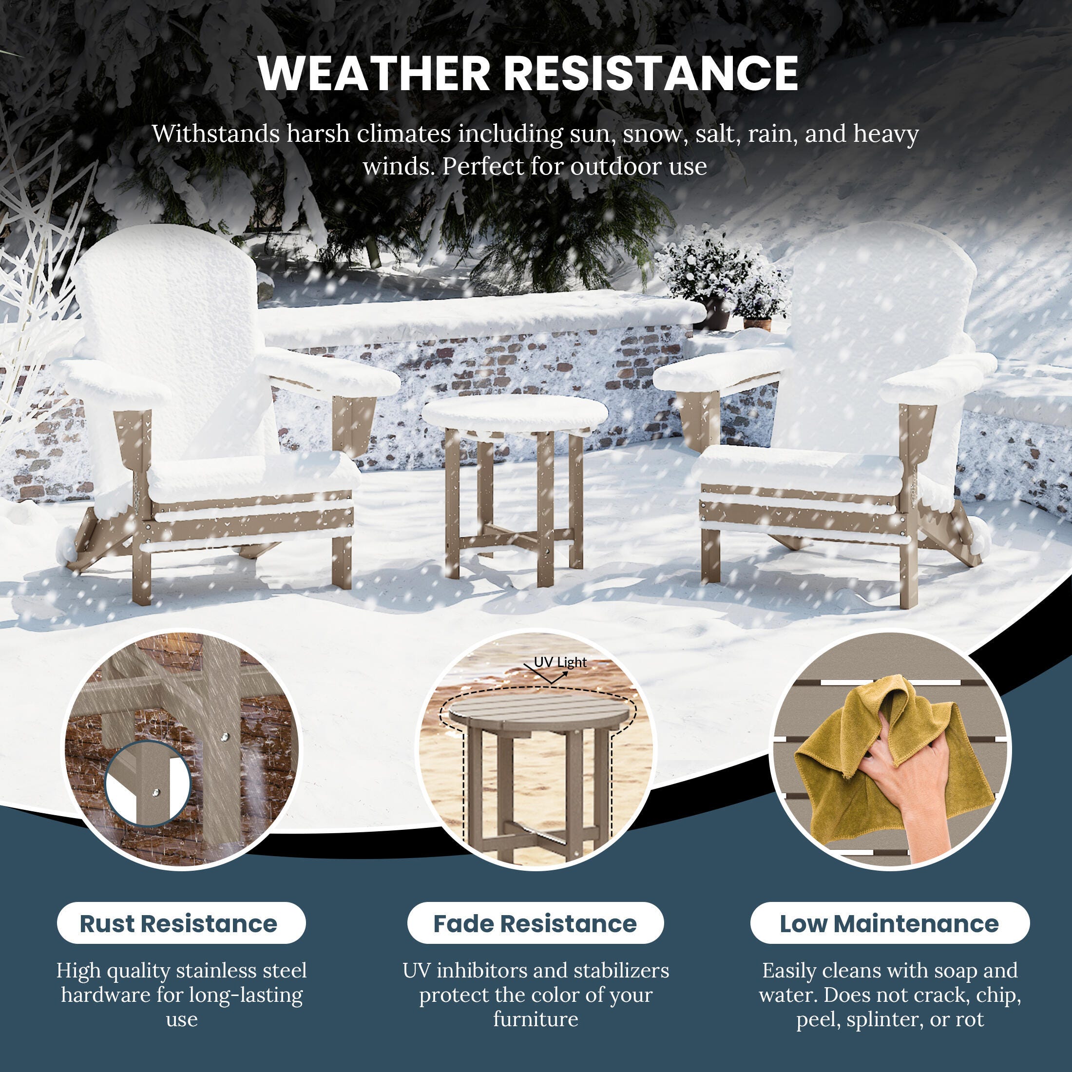 Seaside Outdoor Side Table, Weathered Wood, large
