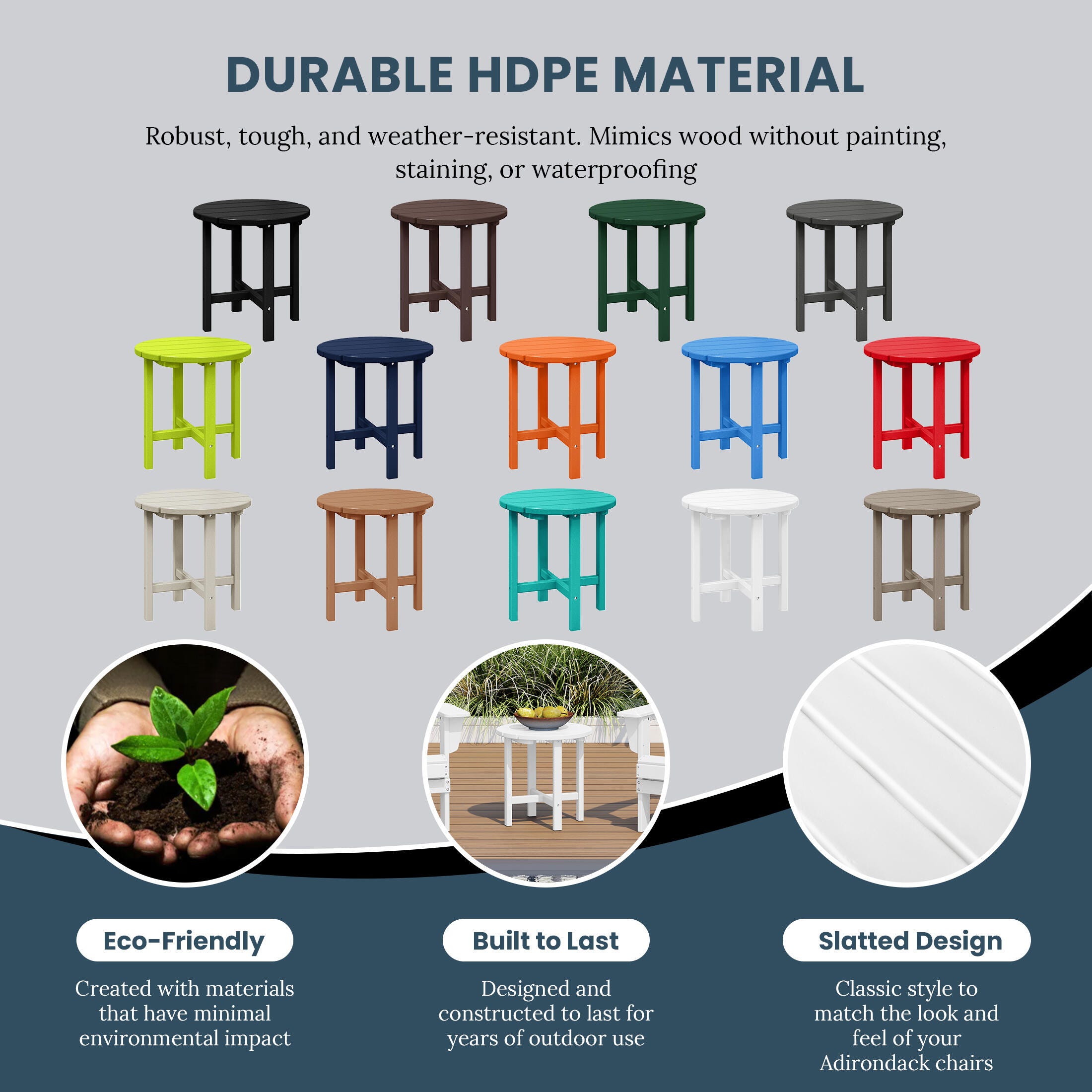 Seaside Outdoor Side Table, White, large