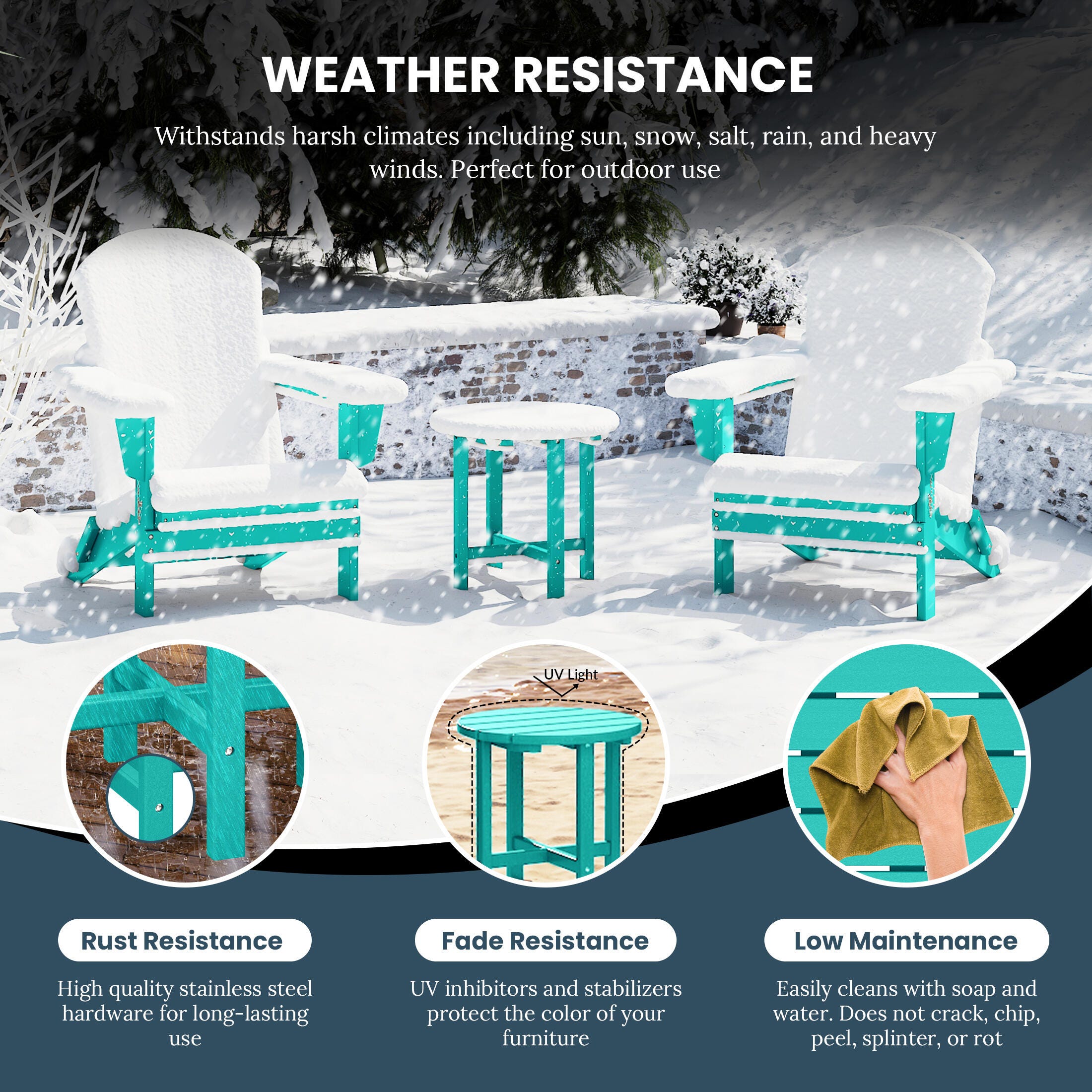 Seaside Outdoor Side Table, Turquoise, large