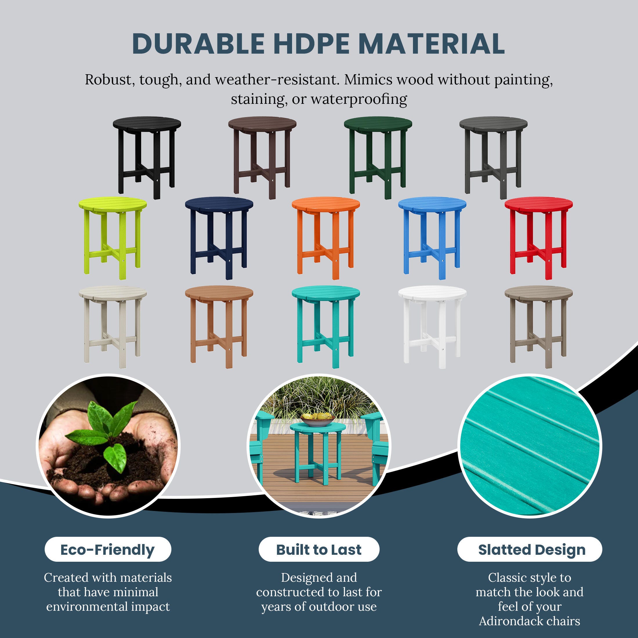 Seaside Outdoor Side Table, Turquoise, large