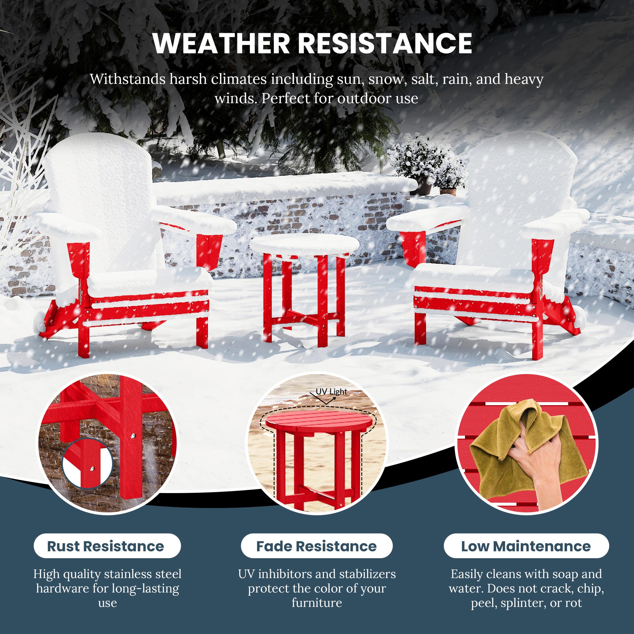 Seaside Outdoor Side Table, Red, large