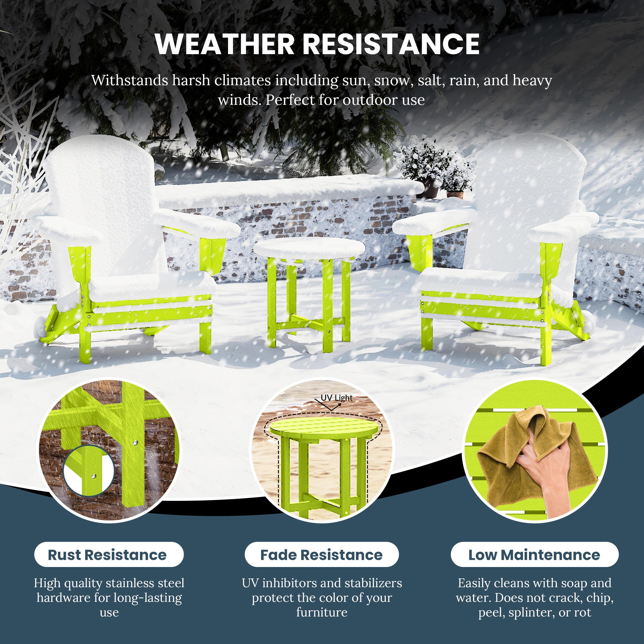 Seaside Outdoor Side Table, Lime, large