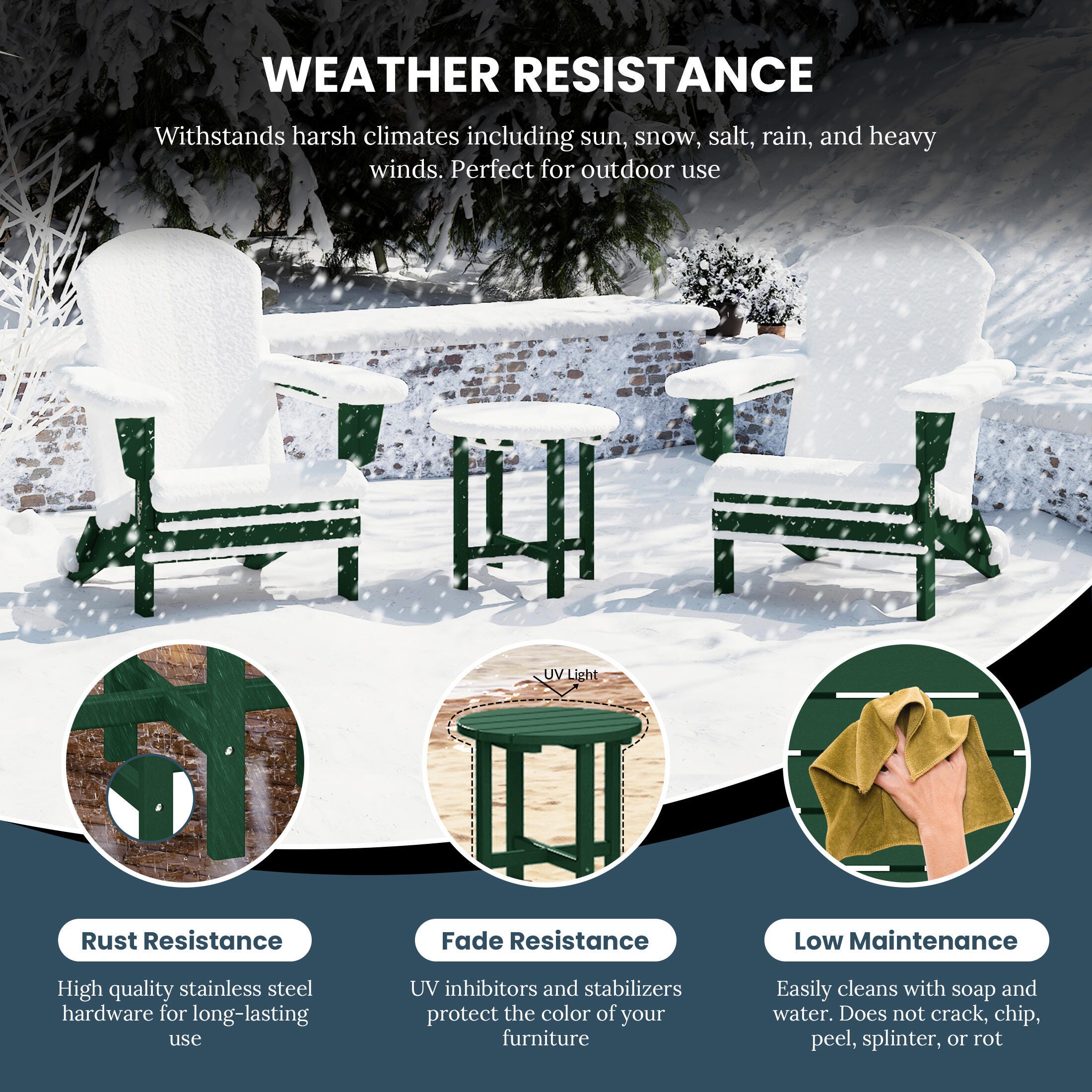 Seaside Outdoor Side Table, Dark Green, large