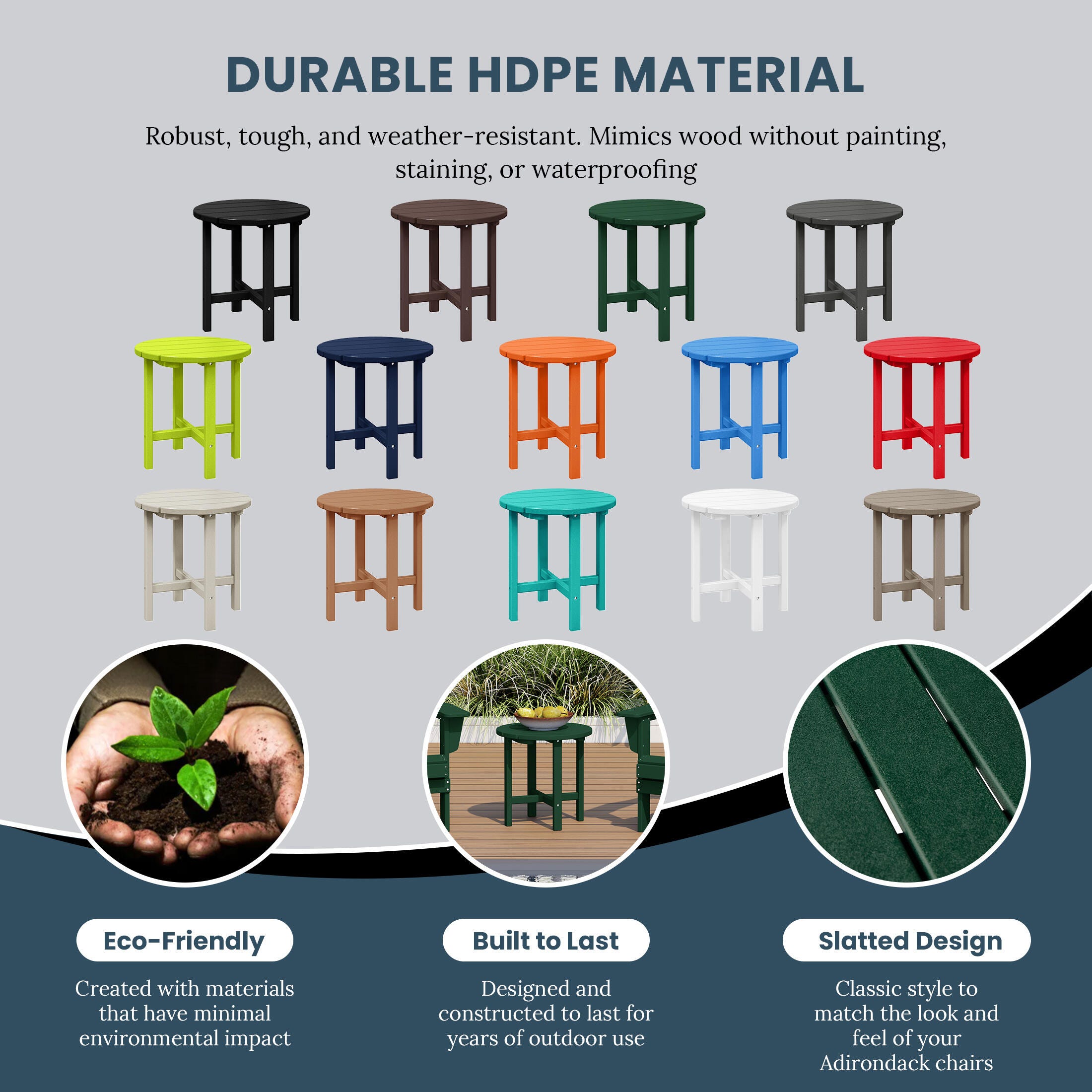 Seaside Outdoor Side Table, Dark Green, large