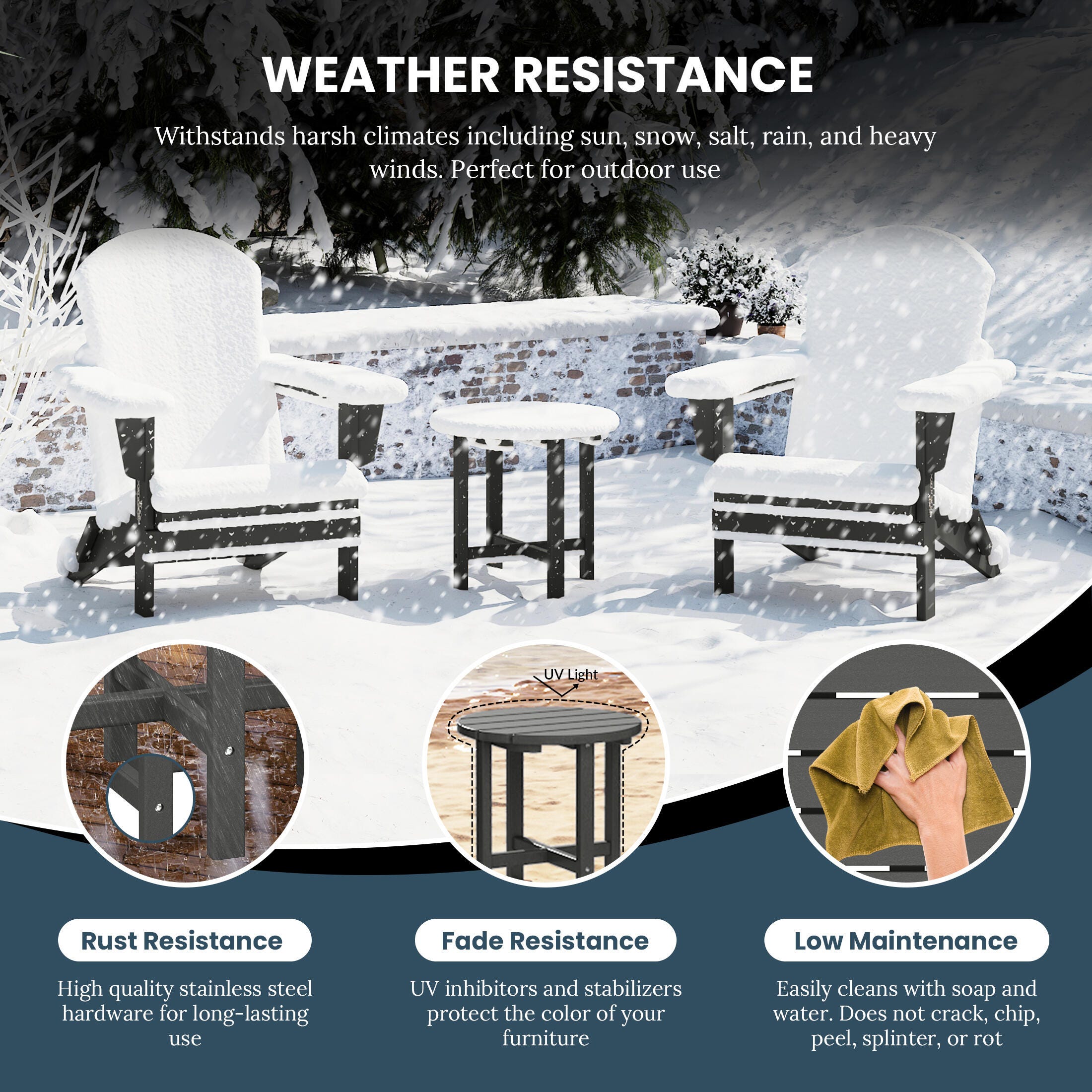 Seaside Outdoor Side Table, Gray, large