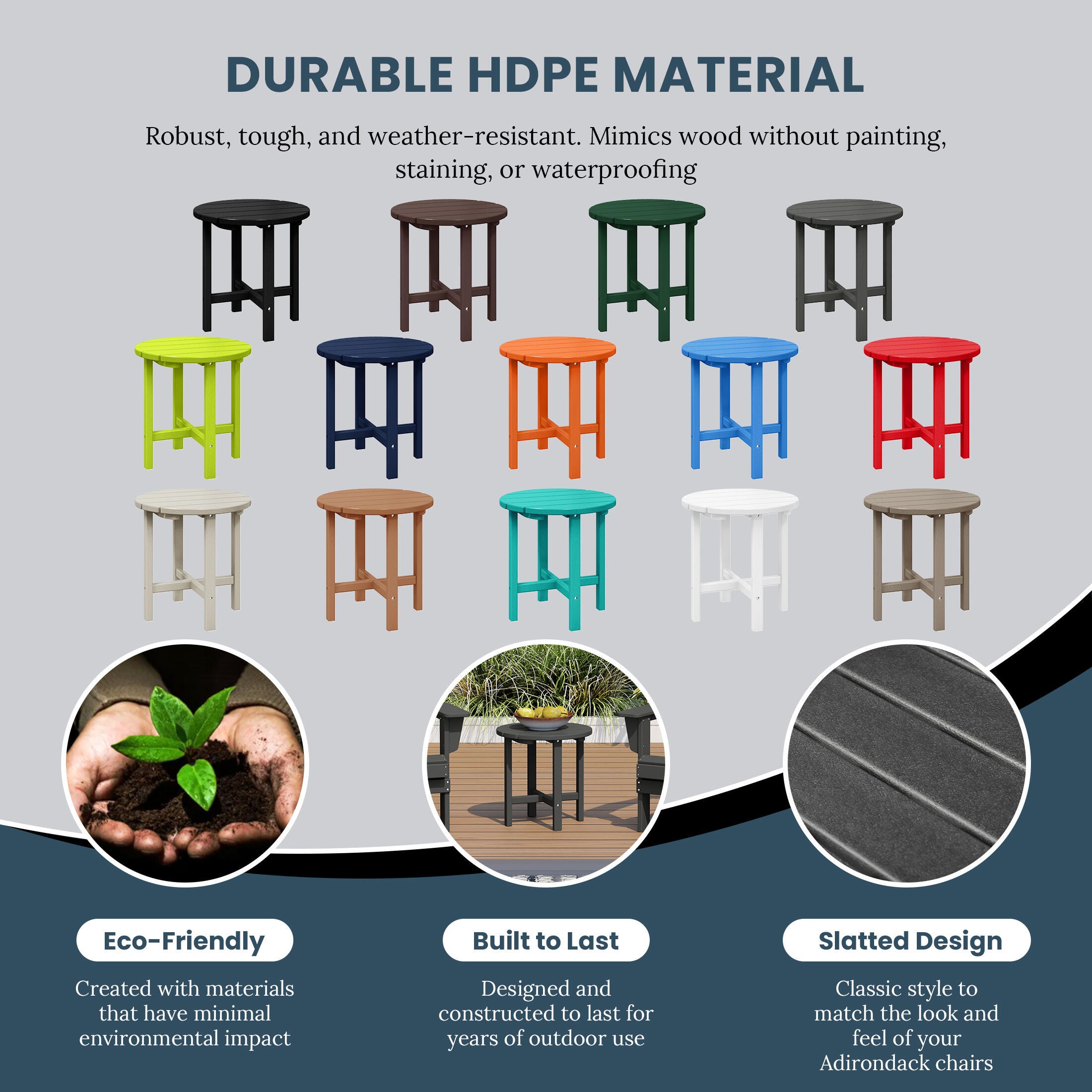 Seaside Outdoor Side Table, Gray, large