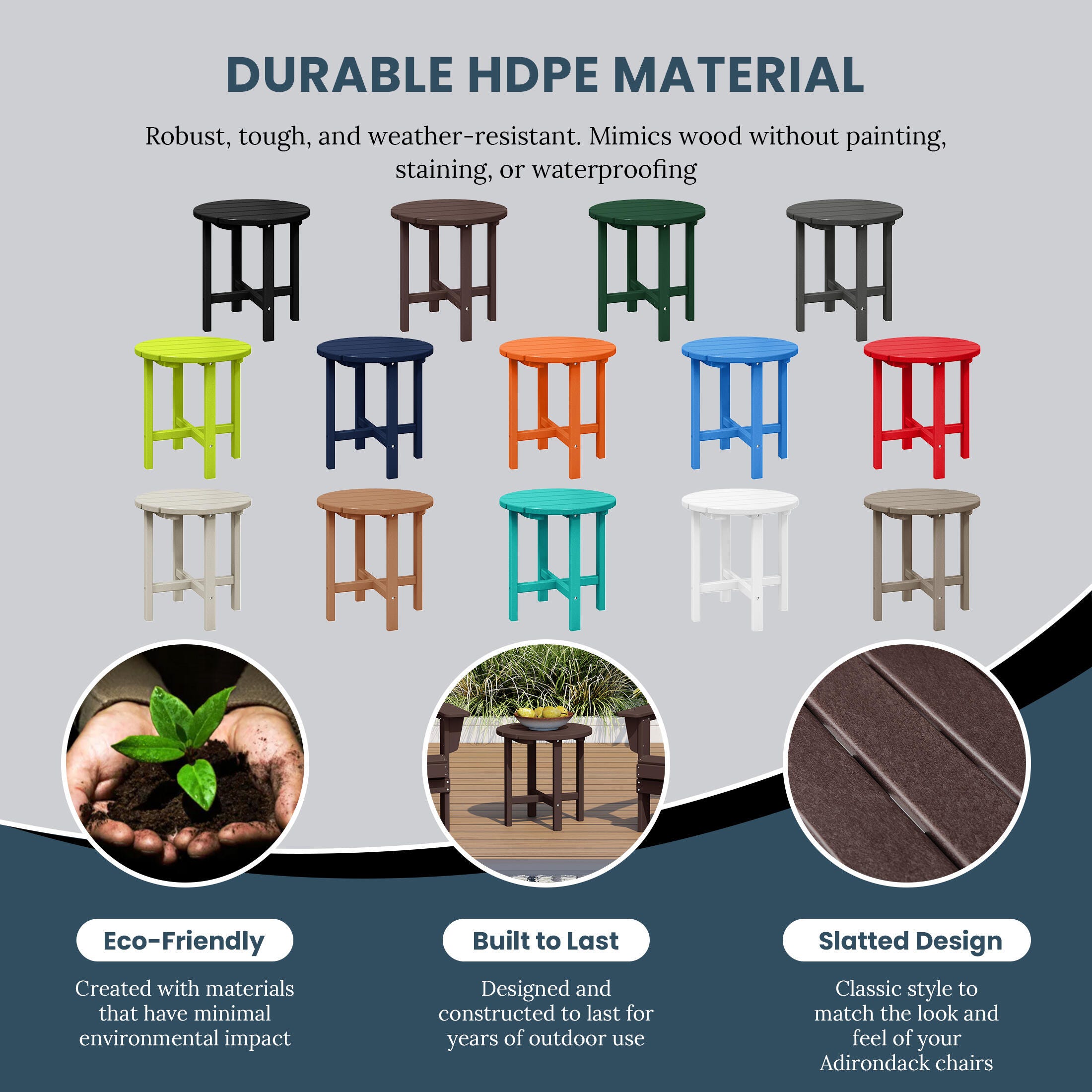Seaside Outdoor Side Table, Dark Brown, large