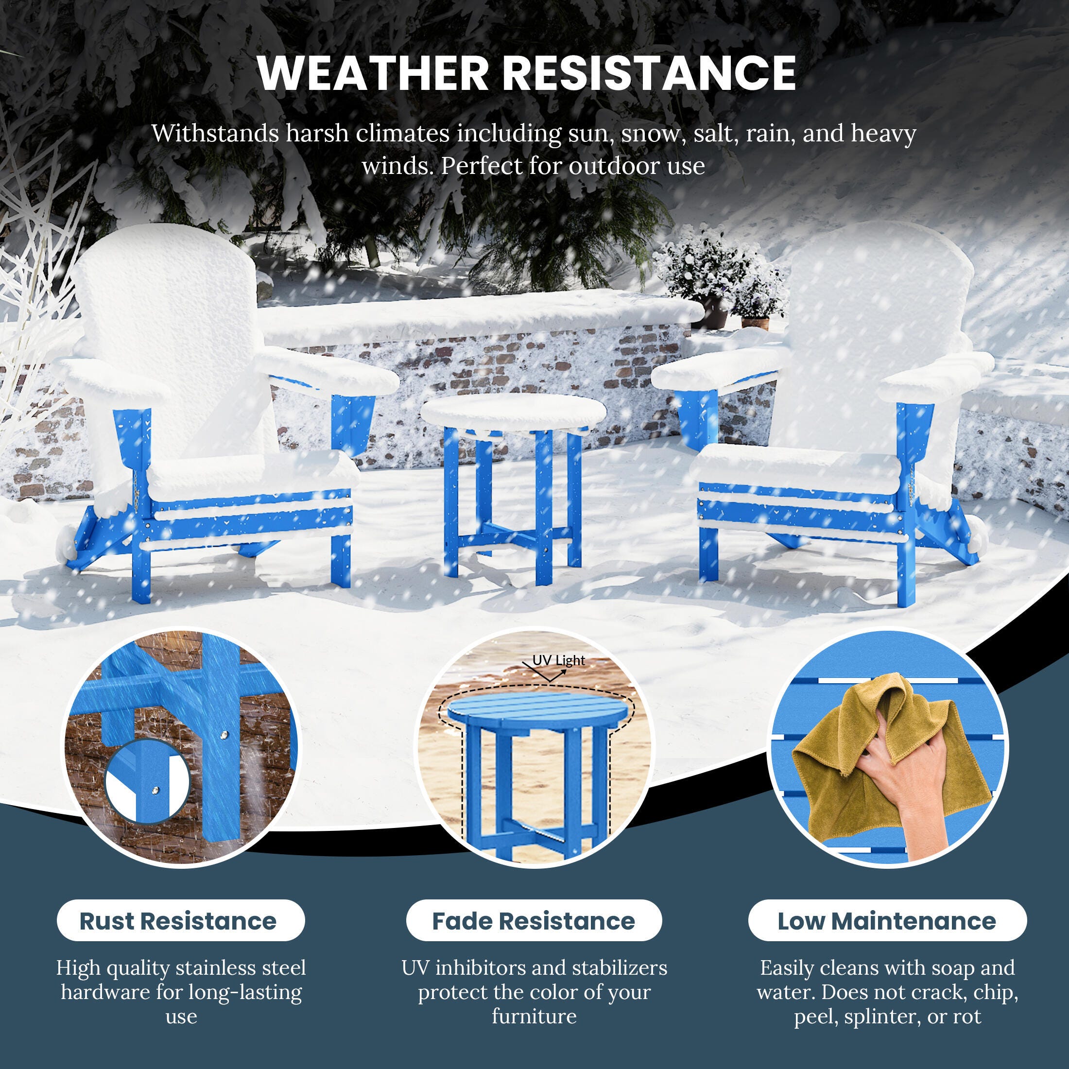 Seaside Outdoor Side Table, Pacific Blue, large