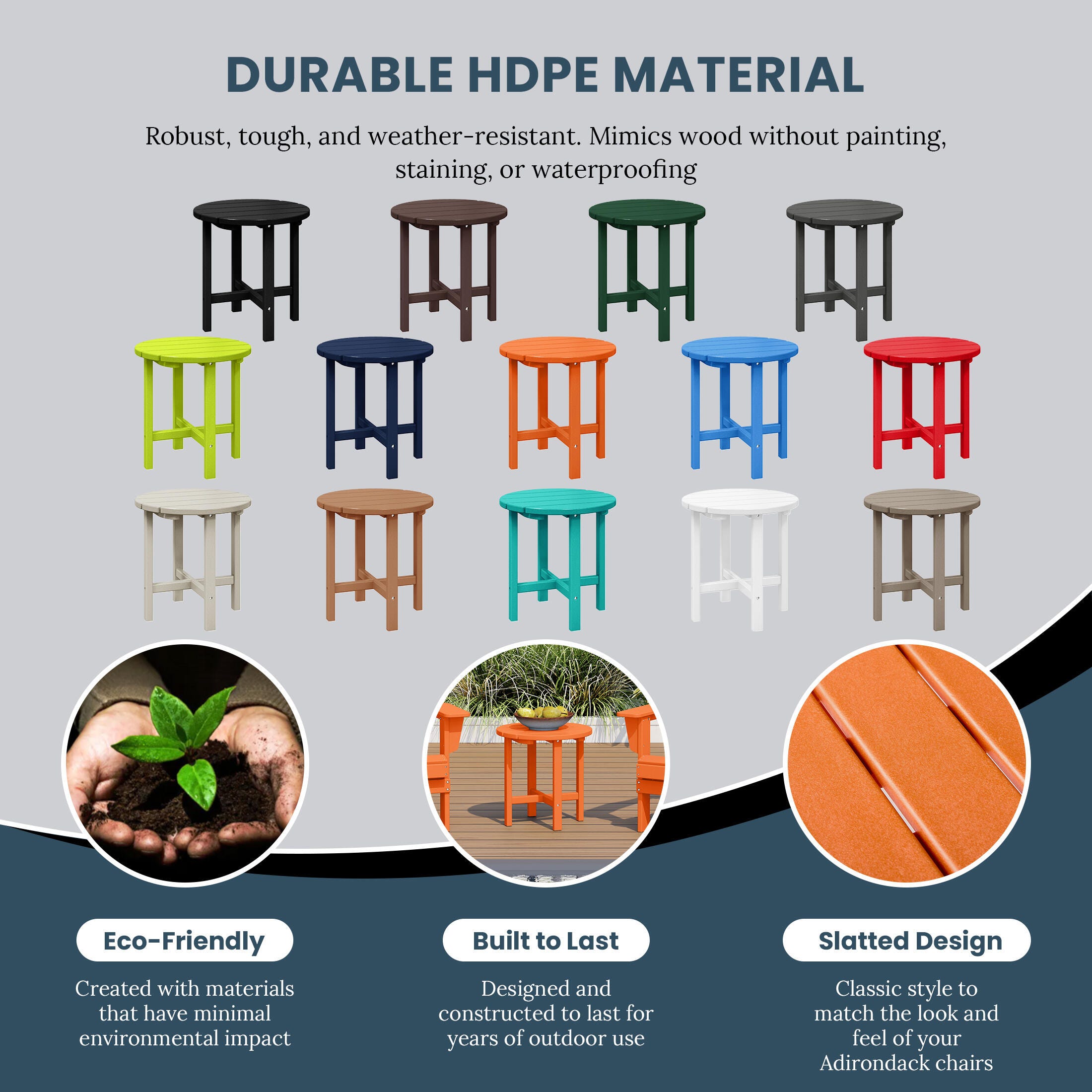 Seaside Outdoor Side Table, Orange, large