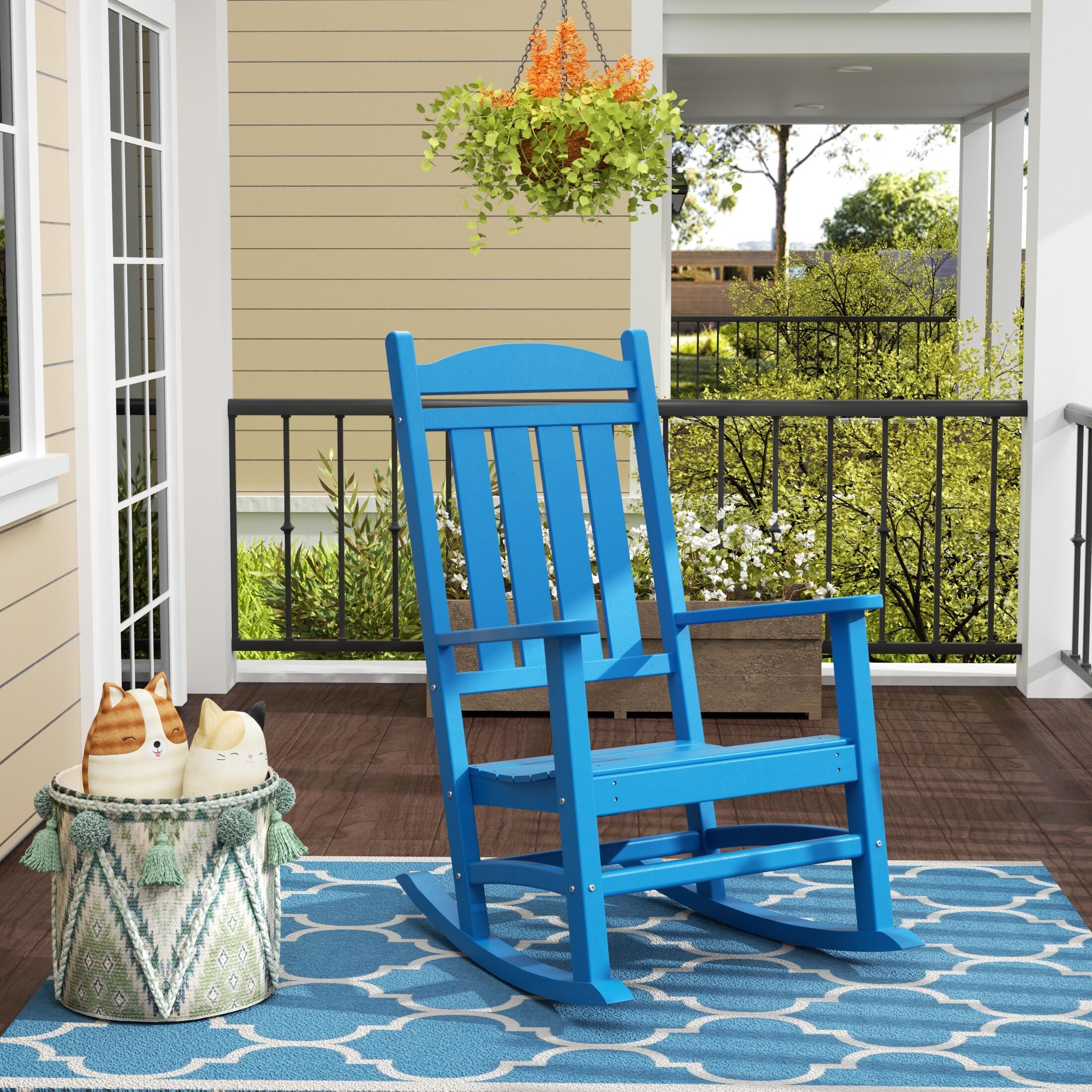 Landon Outdoor Traditional All Weather Rocking Chair, Pacific Blue, rollover