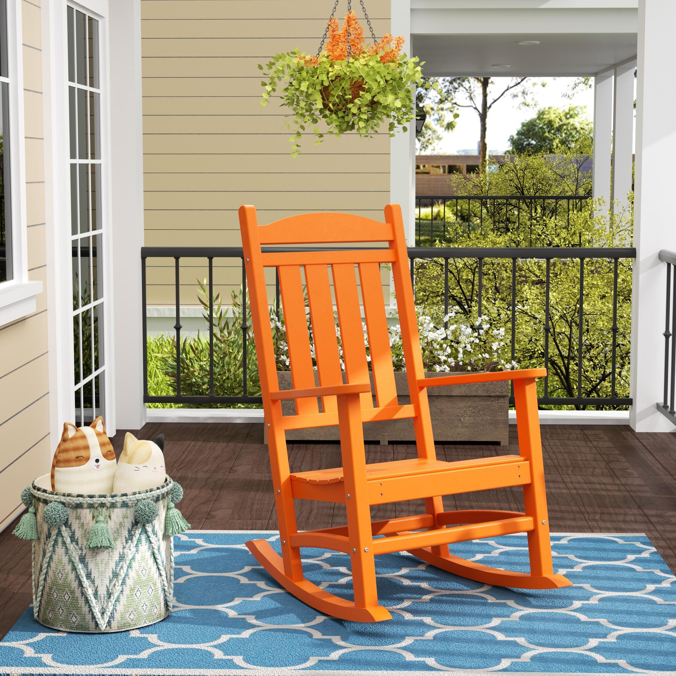 Landon Outdoor Traditional All Weather Rocking Chair, Orange, rollover