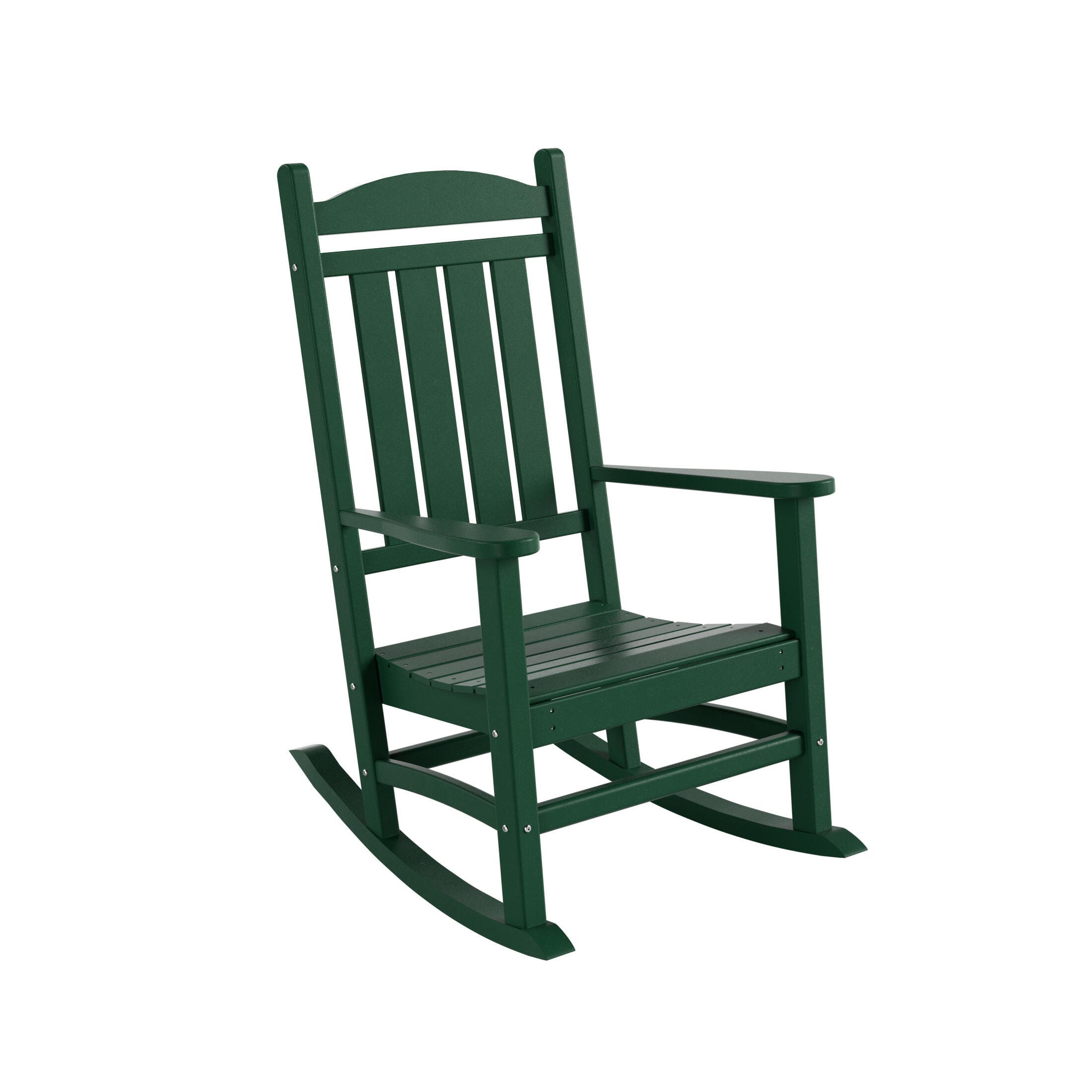 Landon Outdoor Traditional All Weather Rocking Chair, Dark Green, large