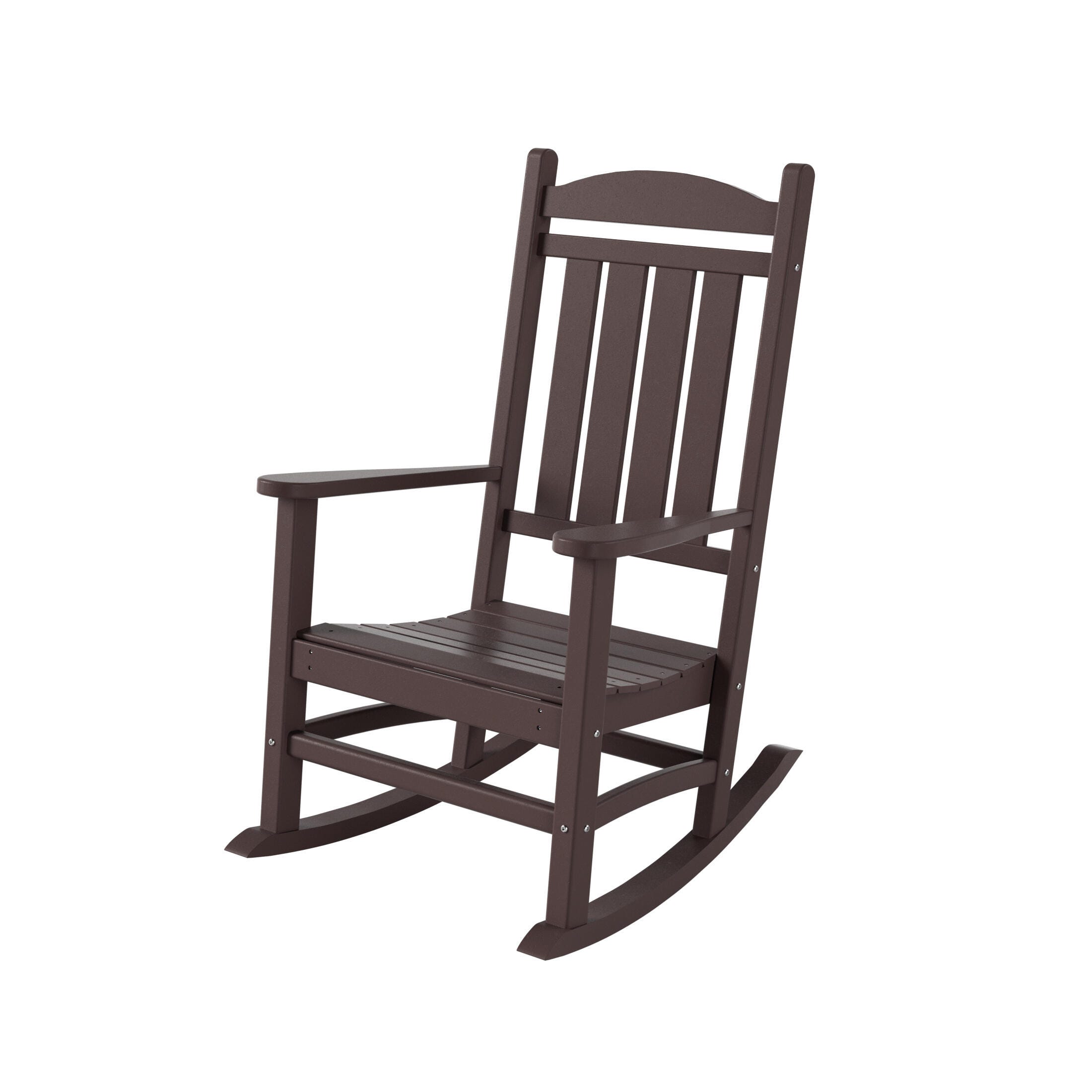 Landon Outdoor Traditional All Weather Rocking Chair, Dark Brown, large