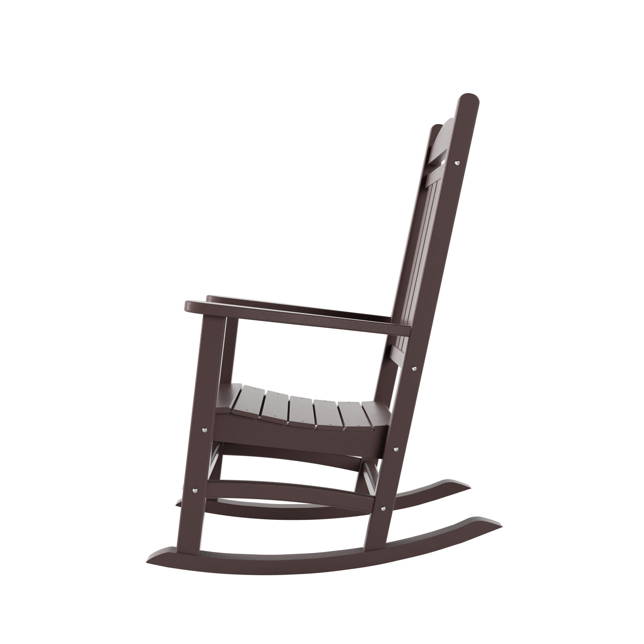 Landon Outdoor Traditional All Weather Rocking Chair, Dark Brown, large