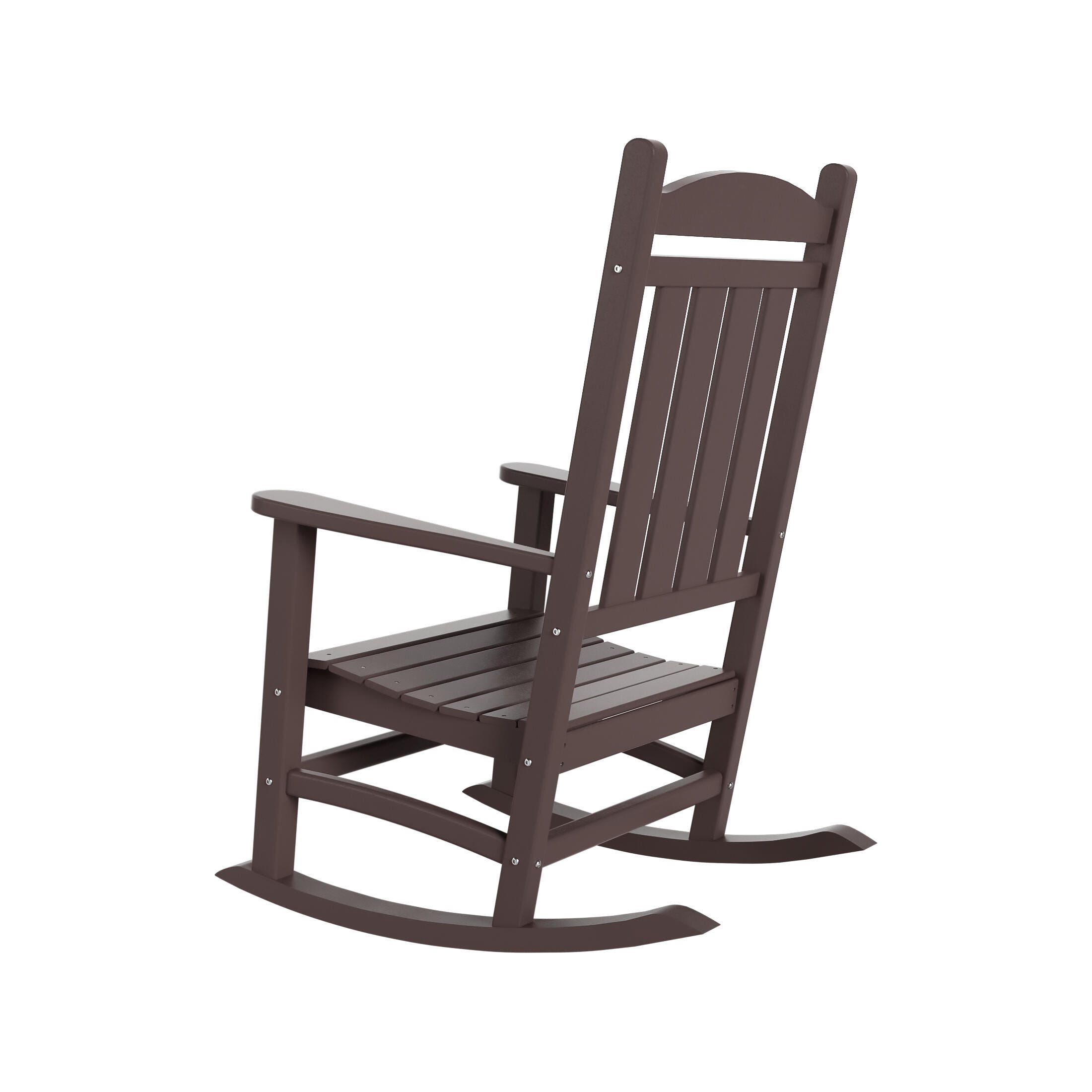 Landon Outdoor Traditional All Weather Rocking Chair, Dark Brown, large