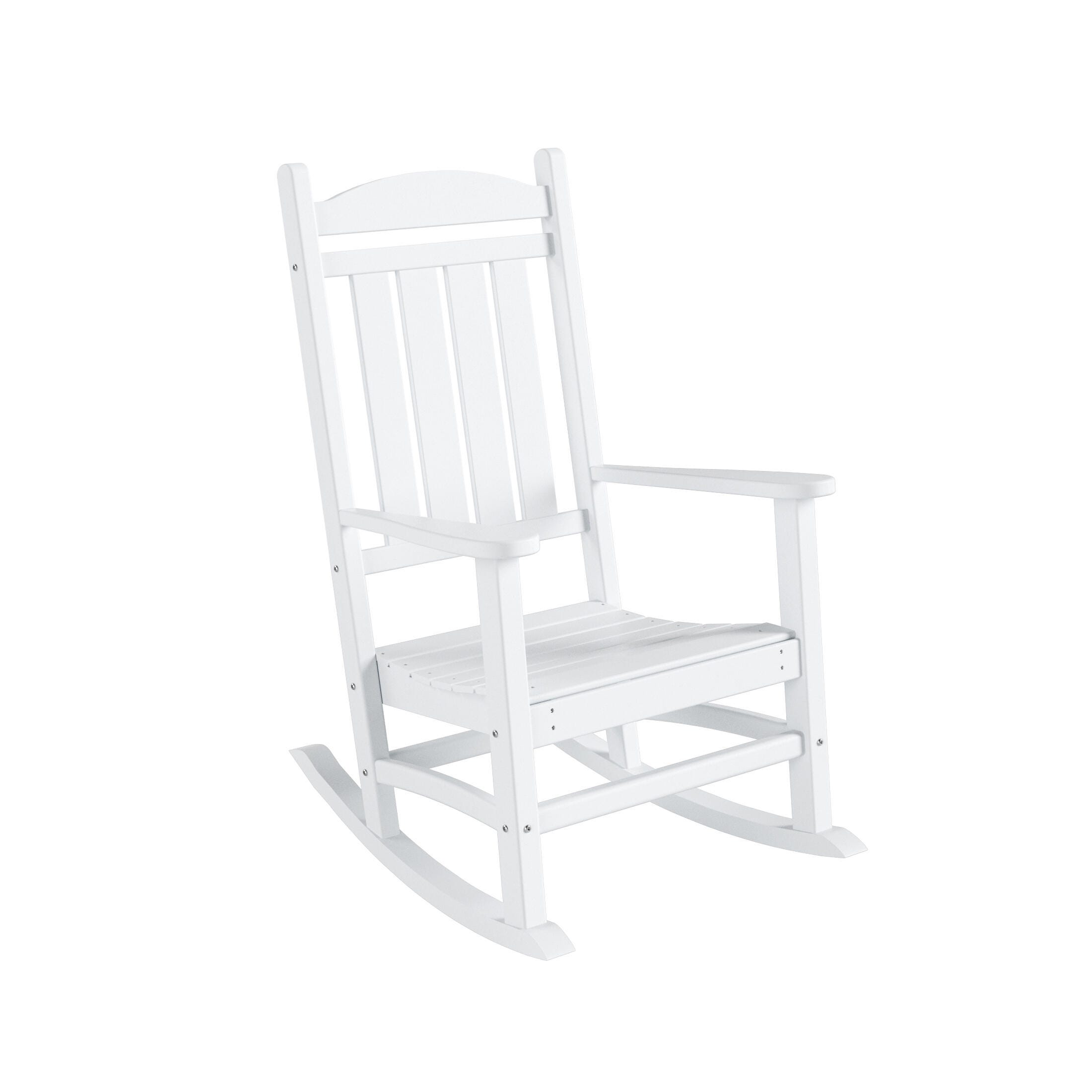 Landon Outdoor Traditional All Weather Rocking Chair, White, large