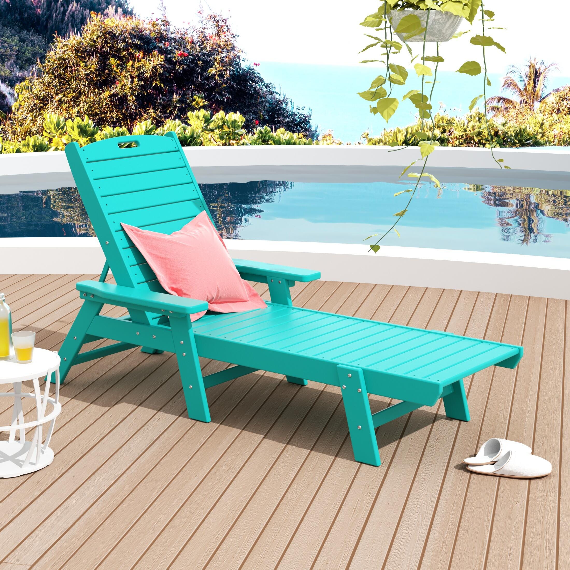 Destin Outdoor Chaise Lounge, Turquoise, large