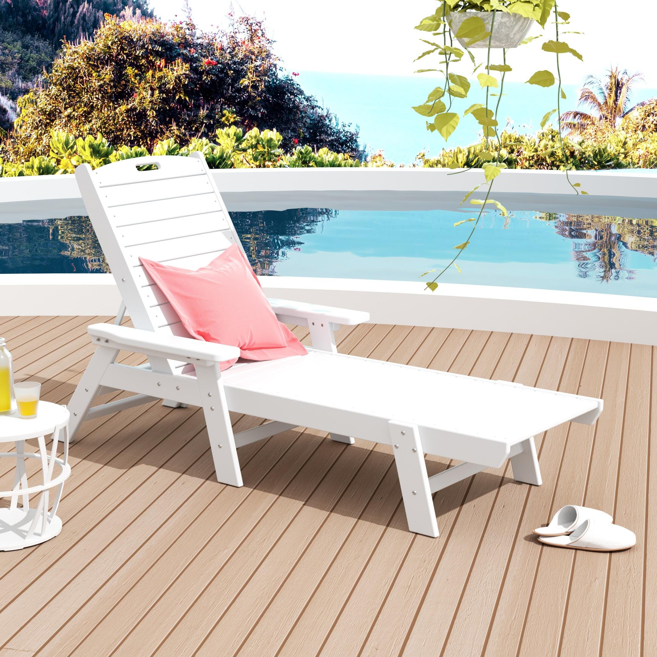 Destin Outdoor Chaise Lounge, White, rollover