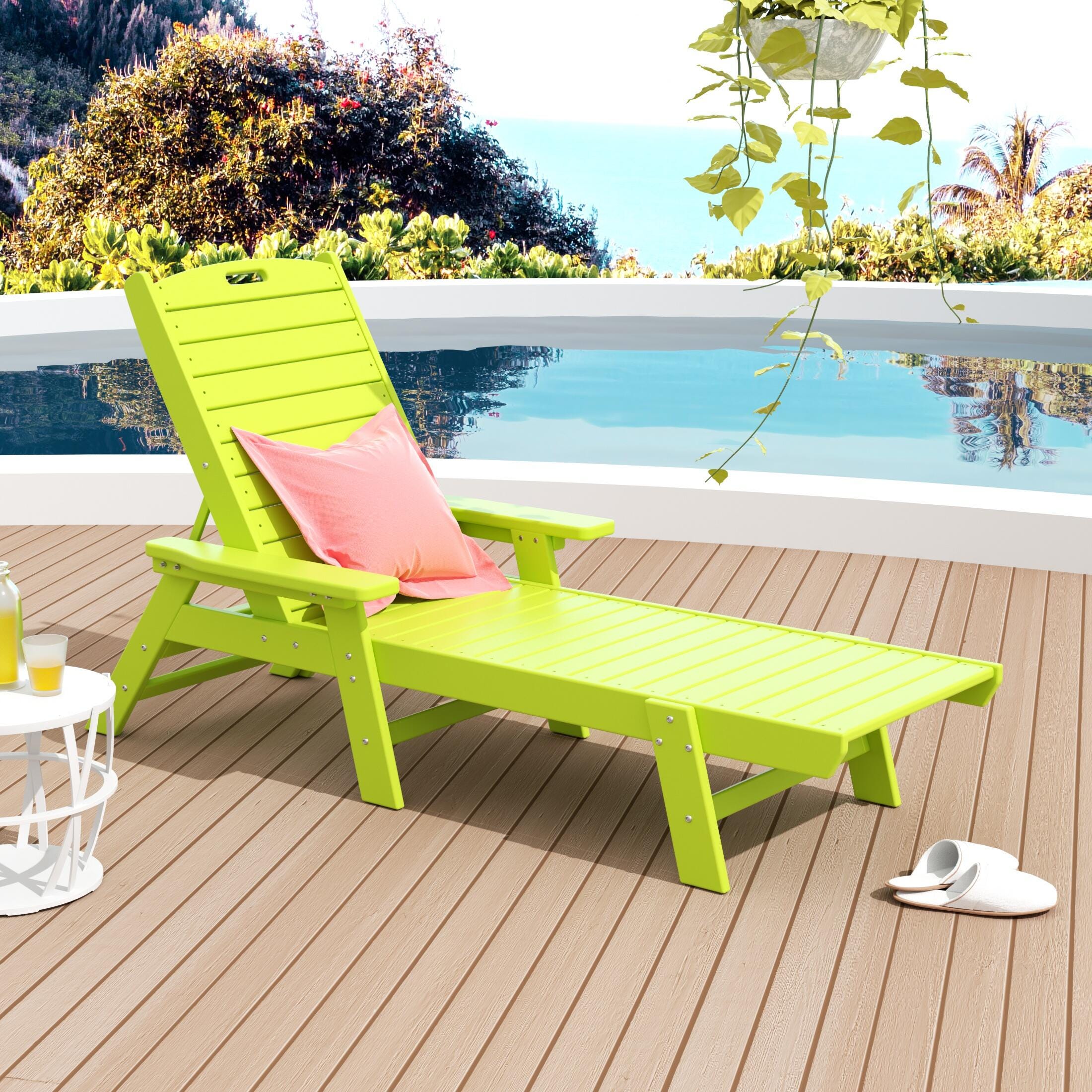 Destin Outdoor Chaise Lounge, Lime, large