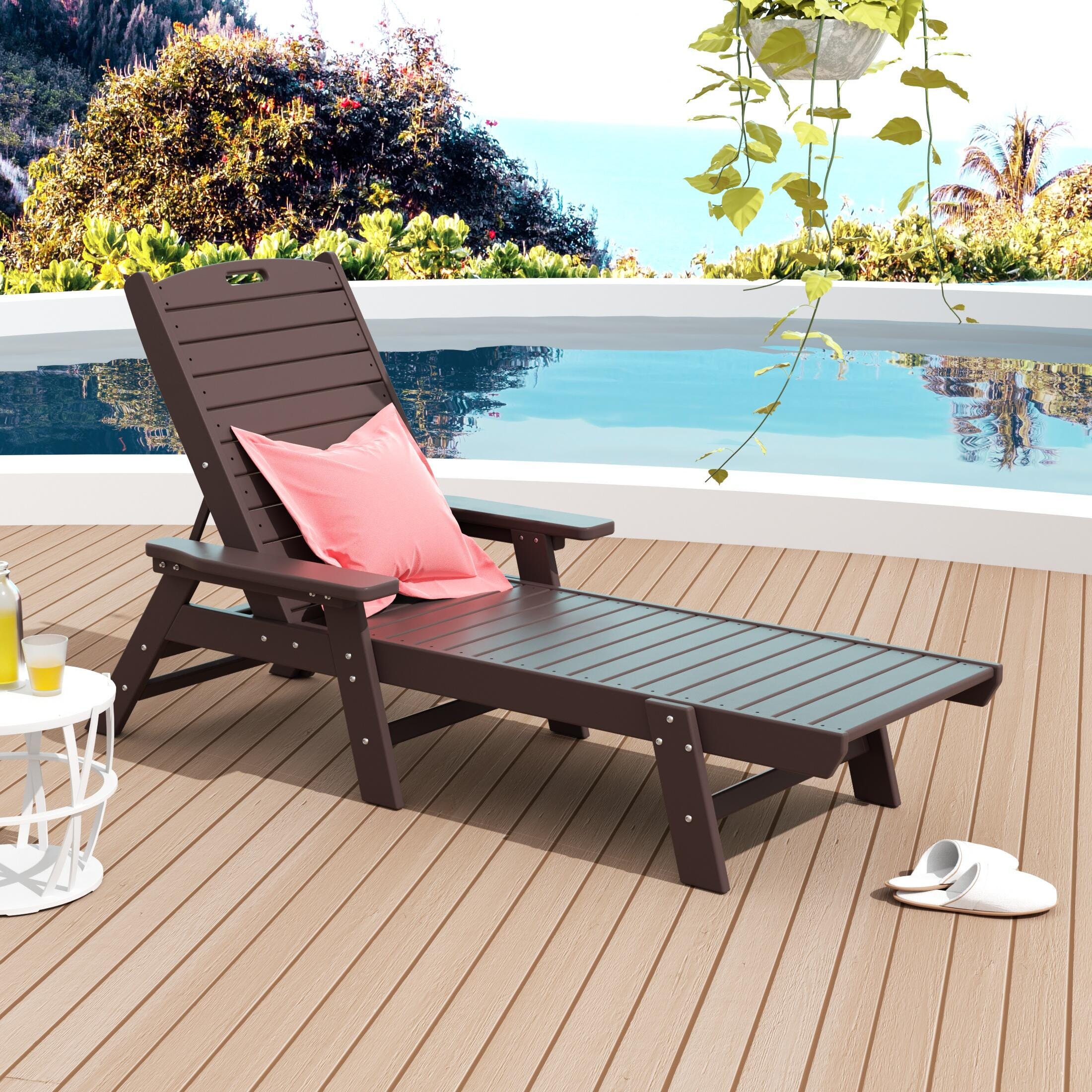 Destin Outdoor Chaise Lounge, Dark Brown, rollover