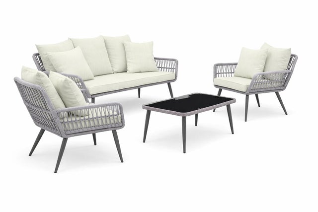 Manhattan Comfort Portofino Outdoor Conversation Patio Set, Cream