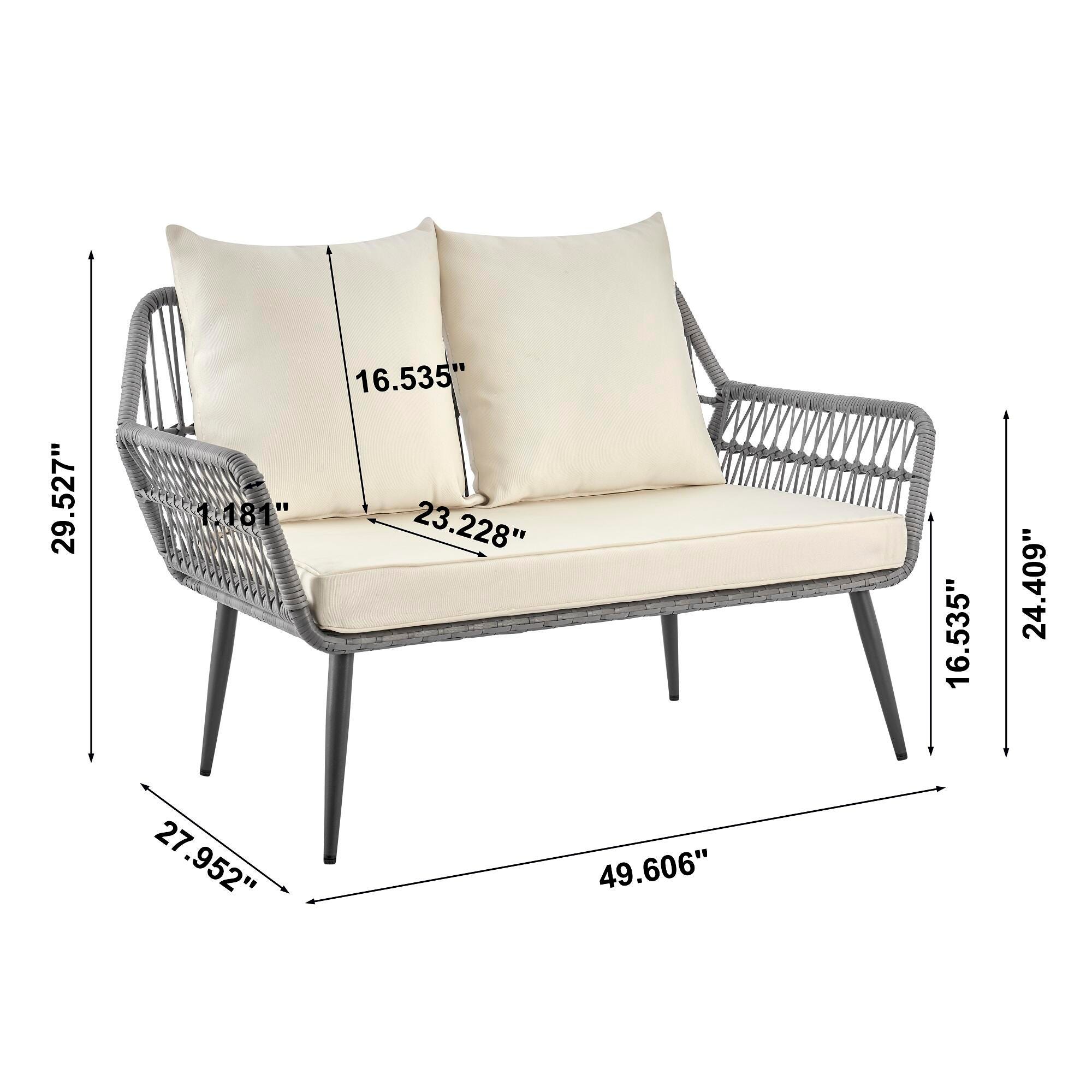 Manhattan Comfort Portofino Outdoor Conversation Patio Set, Cream, large