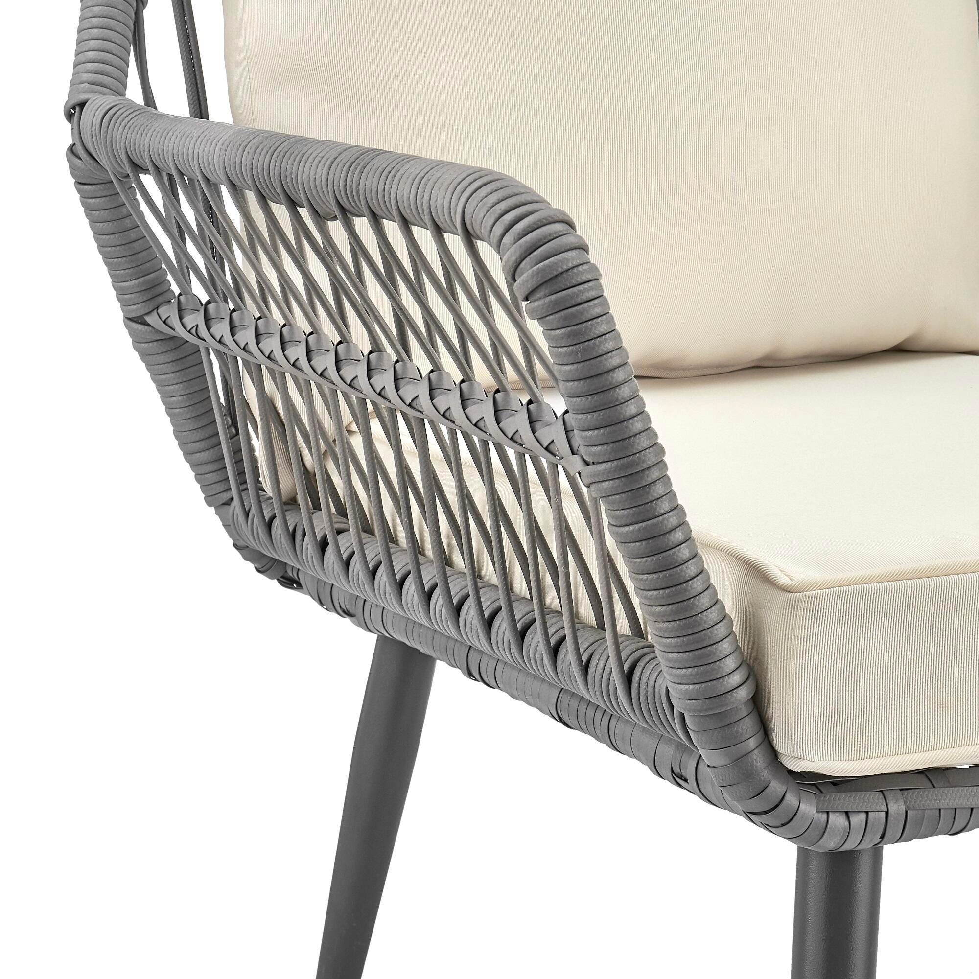 Manhattan Comfort Portofino Outdoor Conversation Patio Set, Cream, large