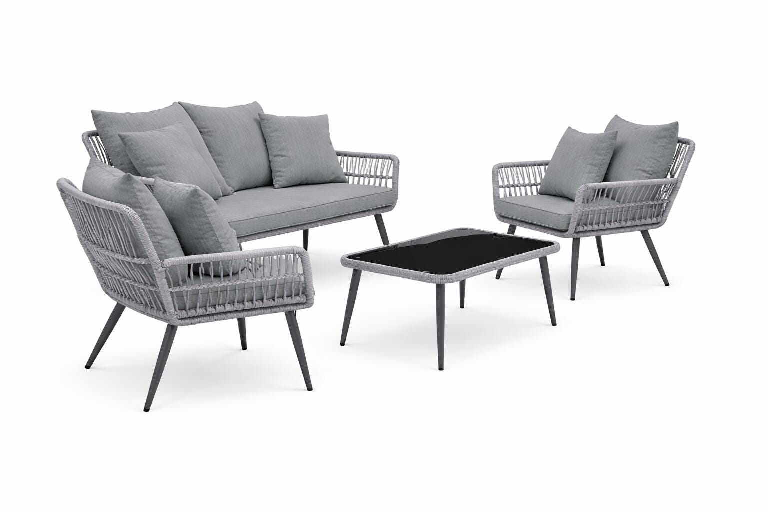 Manhattan Comfort Portofino Outdoor Conversation Patio Set, Gray, large