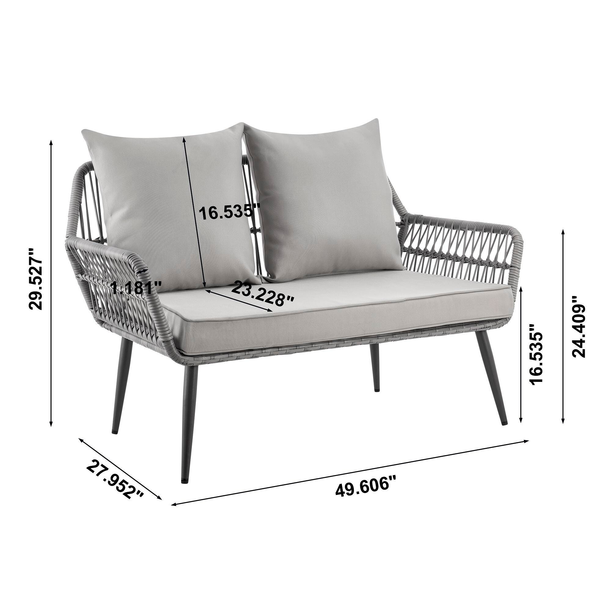 Manhattan Comfort Portofino Outdoor Conversation Patio Set, Gray, large