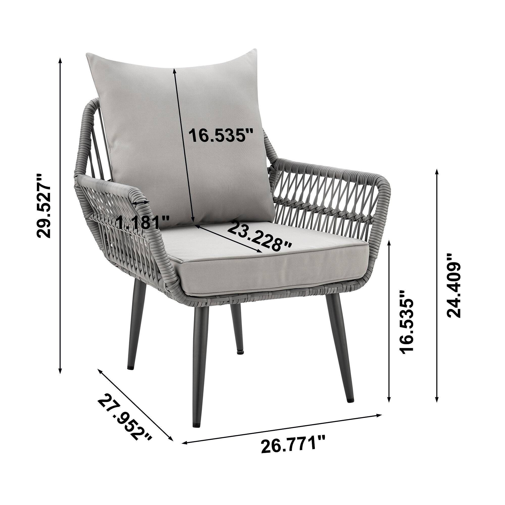 Manhattan Comfort Portofino Outdoor Conversation Patio Set, Gray, large