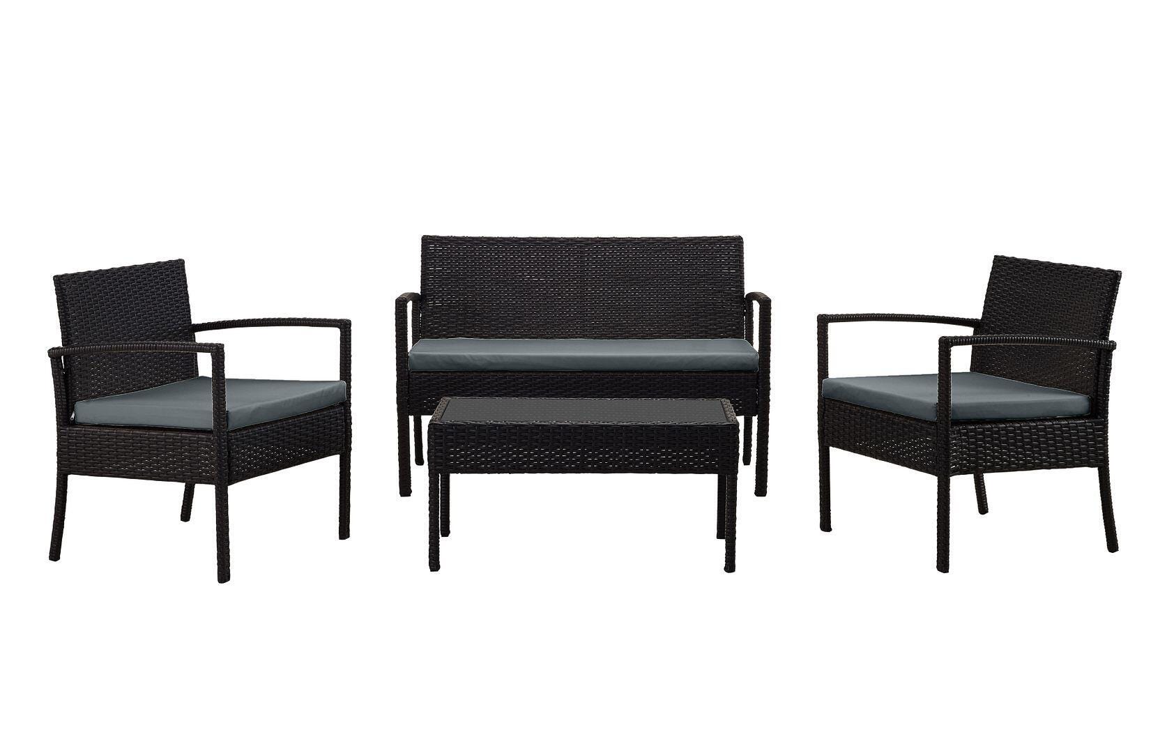 Manhattan Comfort Noli Outdoor Patio Conversation Set with Cushions (Set of 4), Black/Gray, large