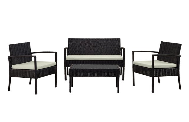 Manhattan Comfort Noli Outdoor Patio Conversation Set with Cushions (Set of 4)