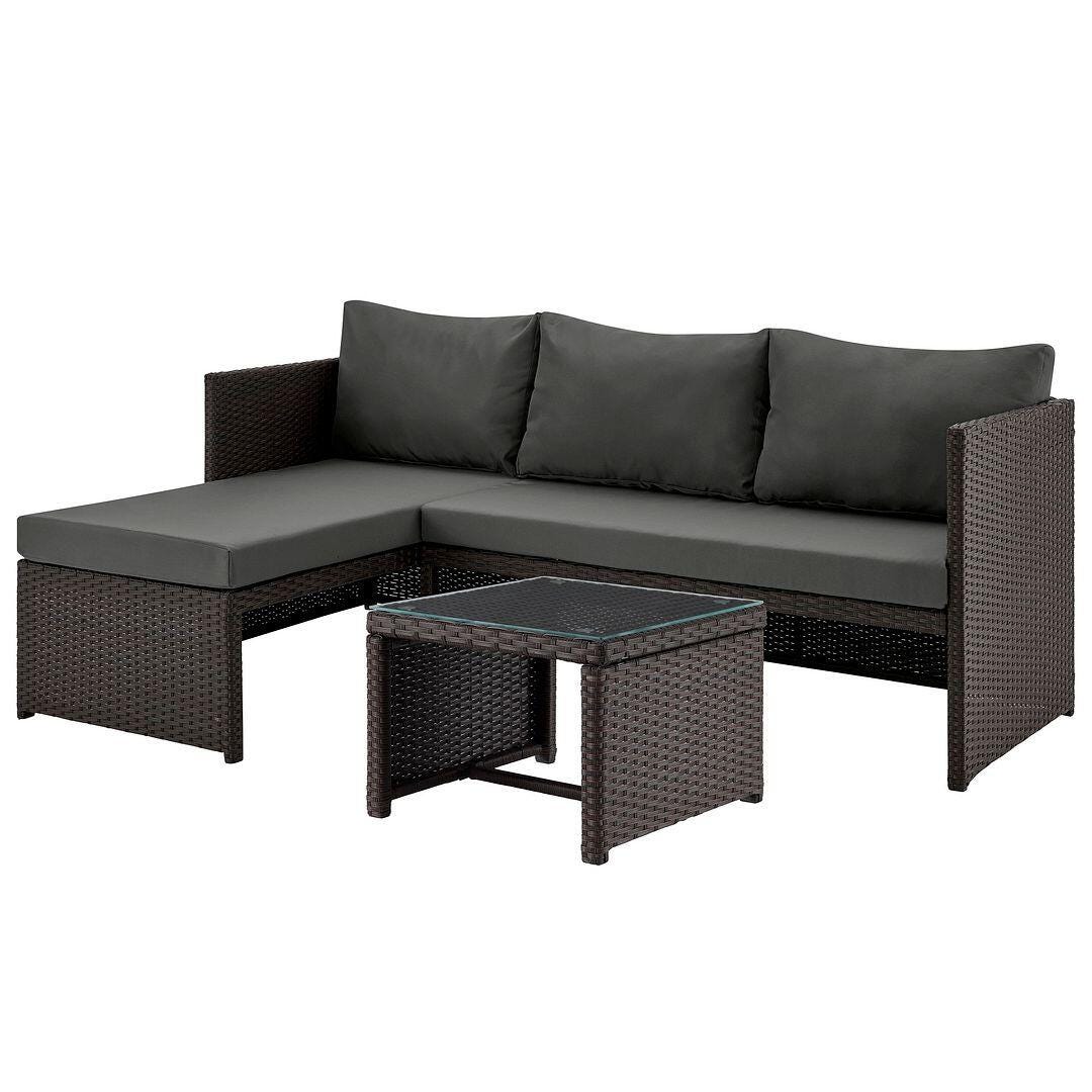 Manhattan Comfort Menton Outdoor Chair Lounge with 2 Seater and Coffee Table (Set of 2), Brown/Gray, large
