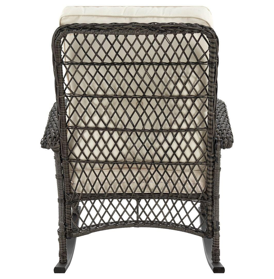 Fruttuo Outdoor Rocking Chair with Cushion, Gray/Cream, large