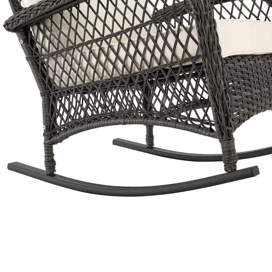 Fruttuo Outdoor Rocking Chair with Cushion, Gray/Cream, large
