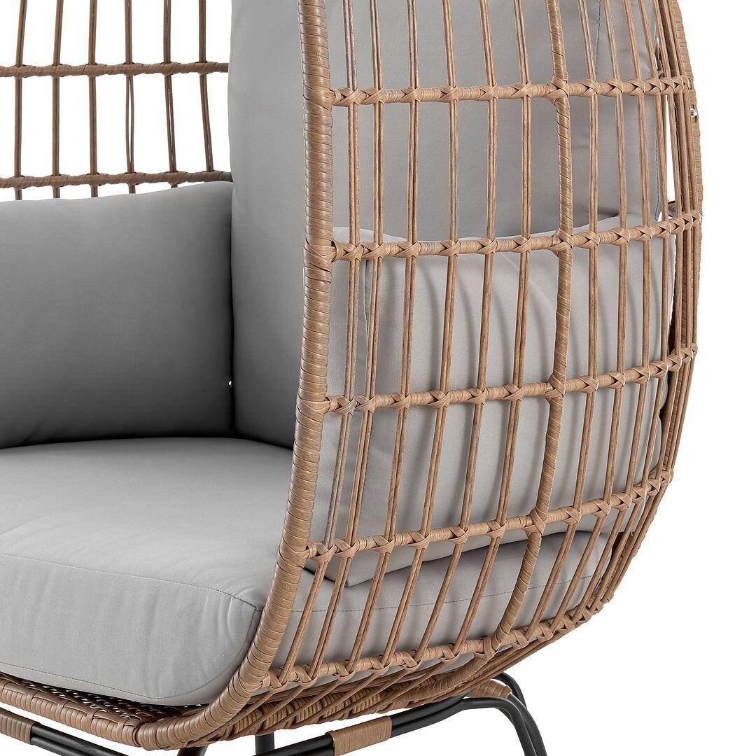 Spezia Outdoor Freestanding Egg Chair with Cushion, Tan/Gray, large