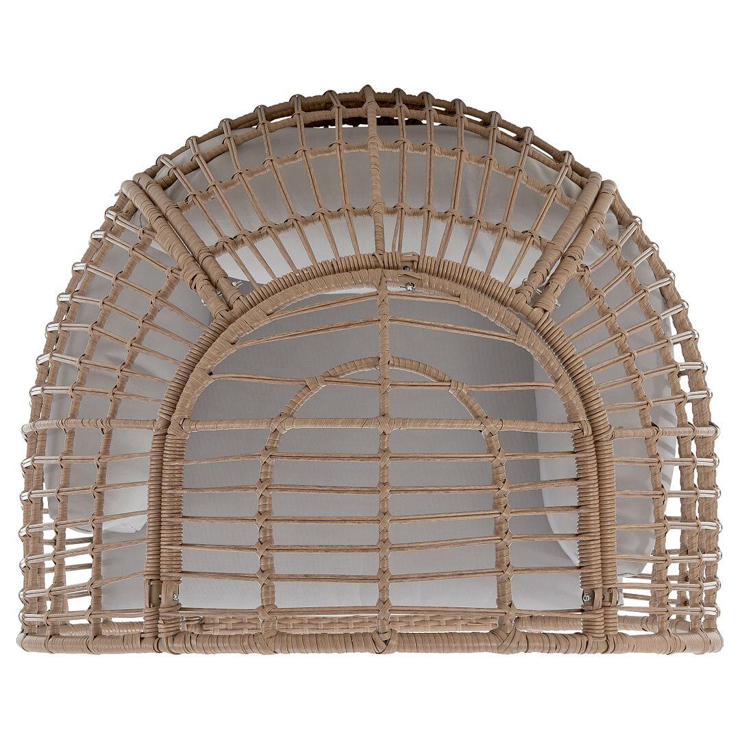 Spezia Outdoor Freestanding Egg Chair with Cushion, Tan/Gray, large
