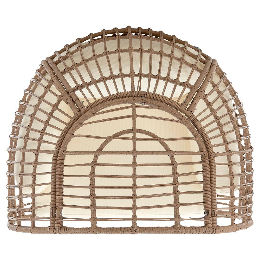 Spezia Outdoor Freestanding Egg Chair with Cushion, Tan/Cream, large