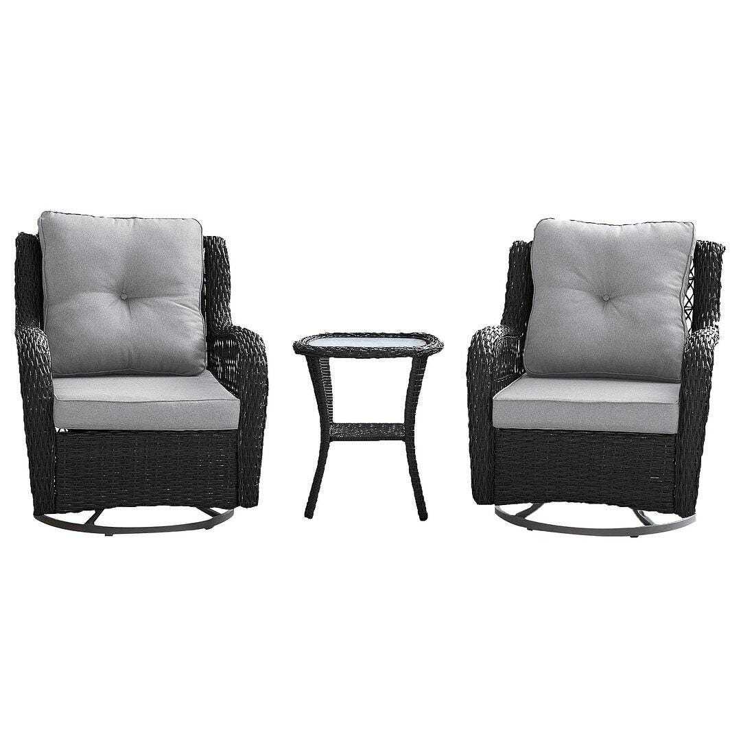 Manhattan Comfort Fruttuo Outdoor Patio Conversation Set with Cushions (Set of 3), Gray, large