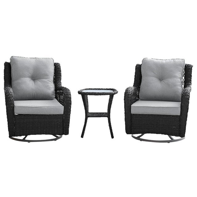 Manhattan Comfort Fruttuo Outdoor Patio Conversation Set with Cushions (Set of 3)