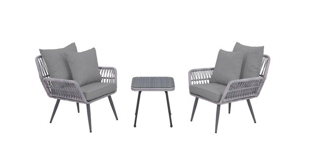 Manhattan Comfort Cannes Outdoor Patio Conversation Set with Cushions (Set of 3)