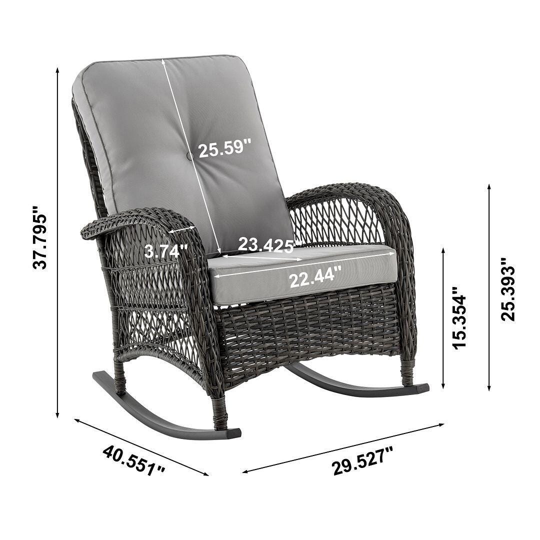 Fruttuo Outdoor Rocking Chair with Cushion, Gray, large
