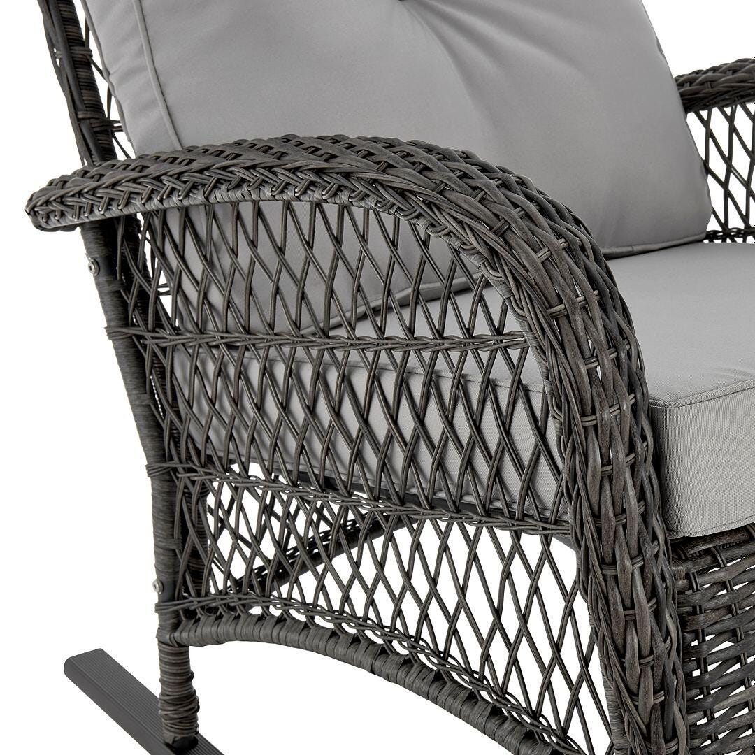 Fruttuo Outdoor Rocking Chair with Cushion, Gray, large