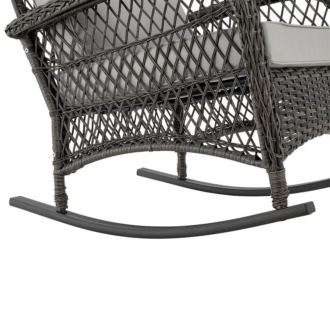 Fruttuo Outdoor Rocking Chair with Cushion, Gray, large