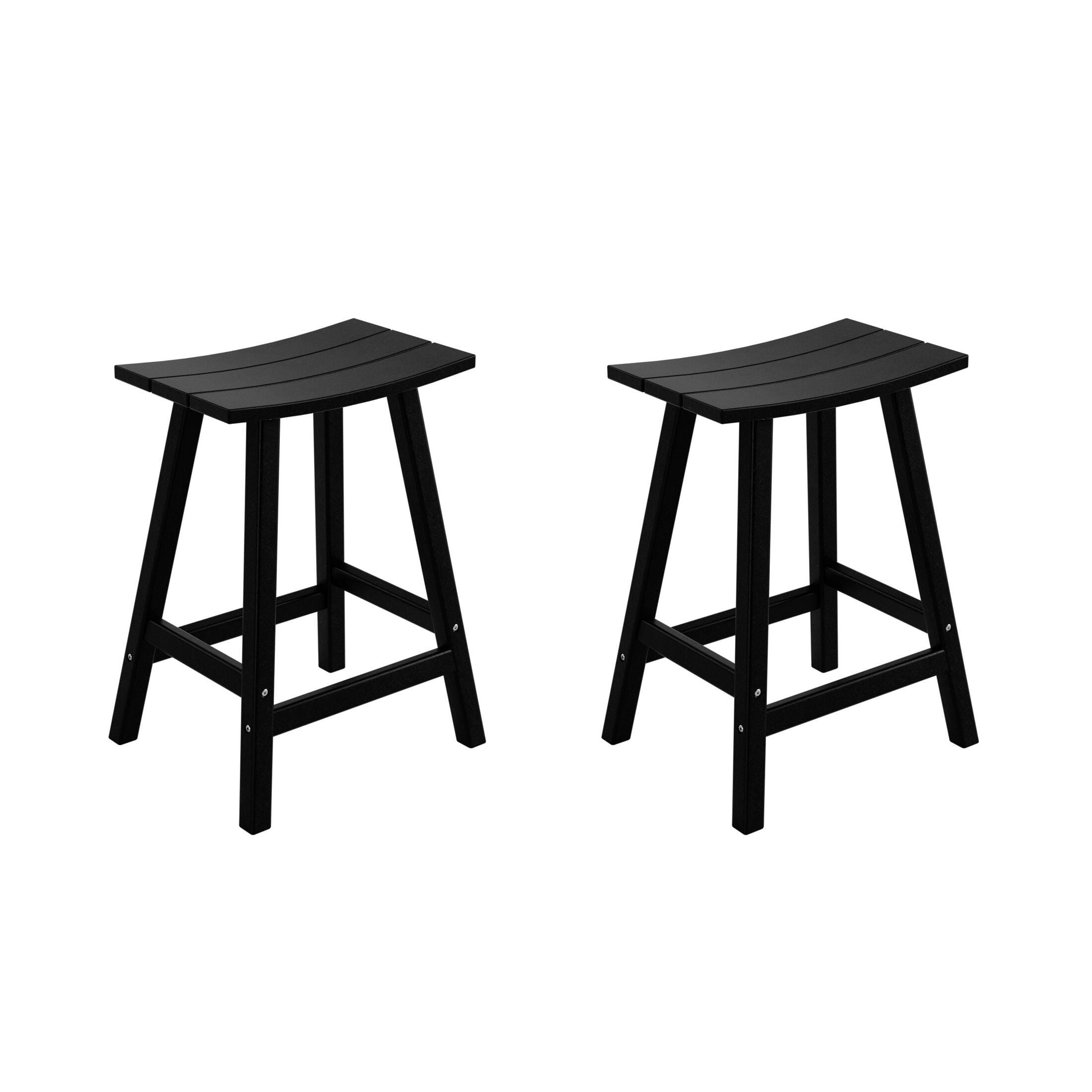 Otto 24" All-Weather Resistant Outdoor Patio Bar Stool (Set of 2), Black, large