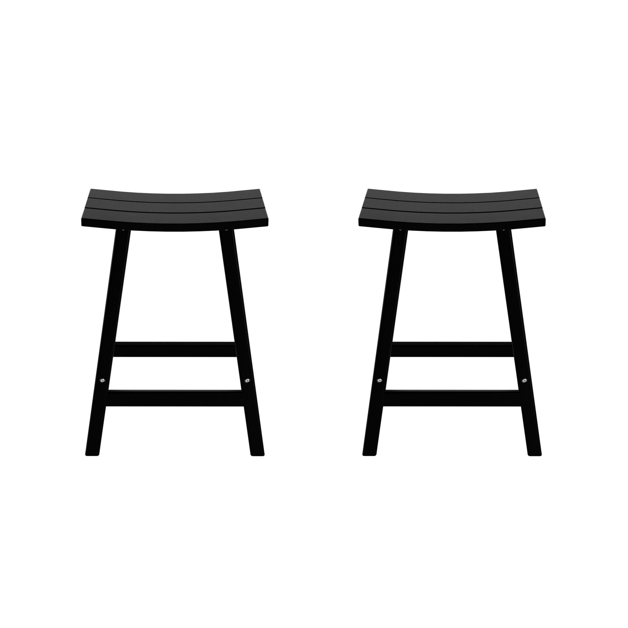 Otto 24" All-Weather Resistant Outdoor Patio Bar Stool (Set of 2), Black, large