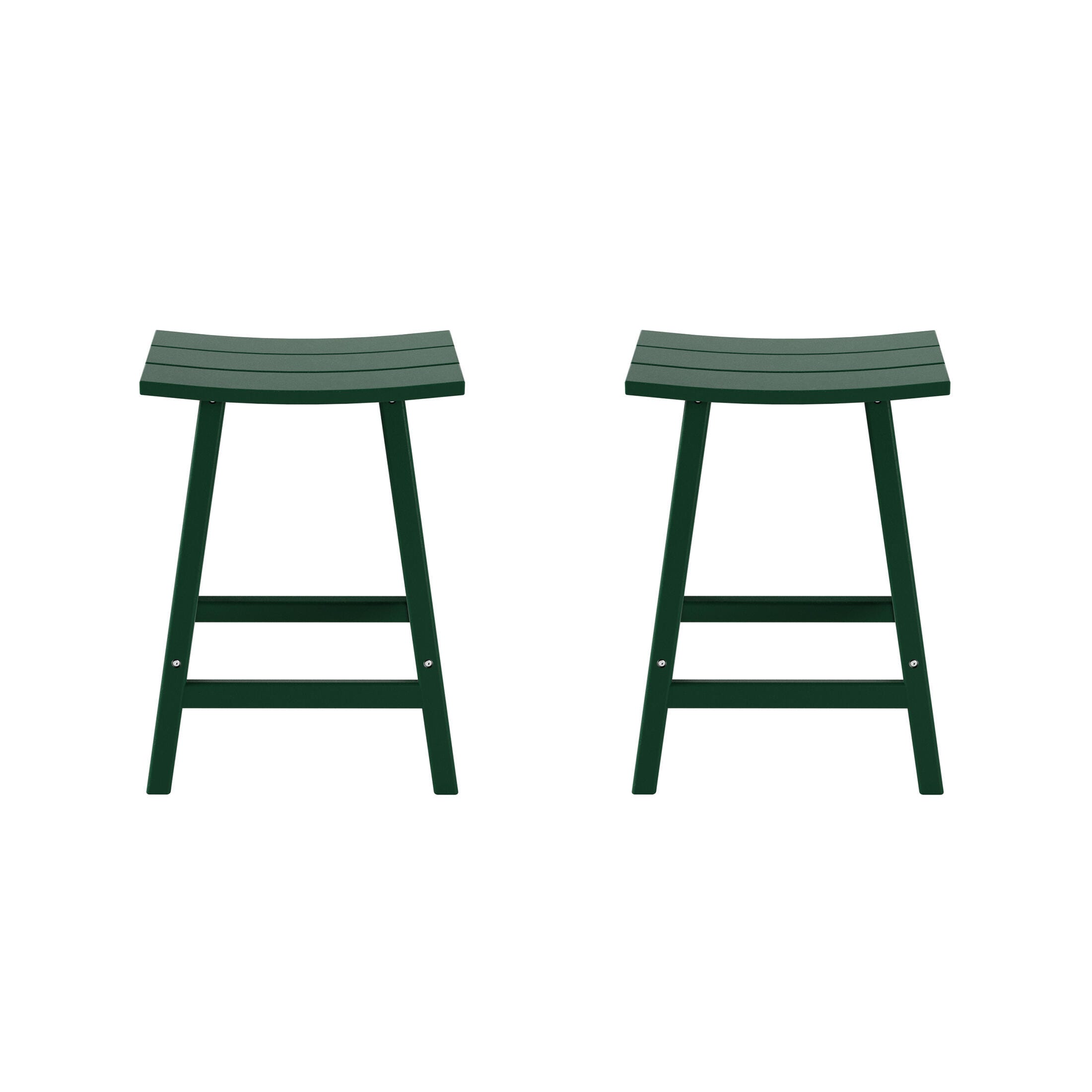 Otto 24" All-Weather Resistant Outdoor Patio Bar Stool (Set of 2), Dark Green, large